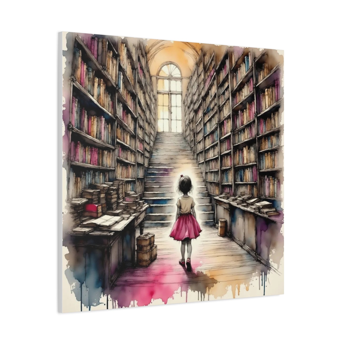 Girl in the Library Abstract Art