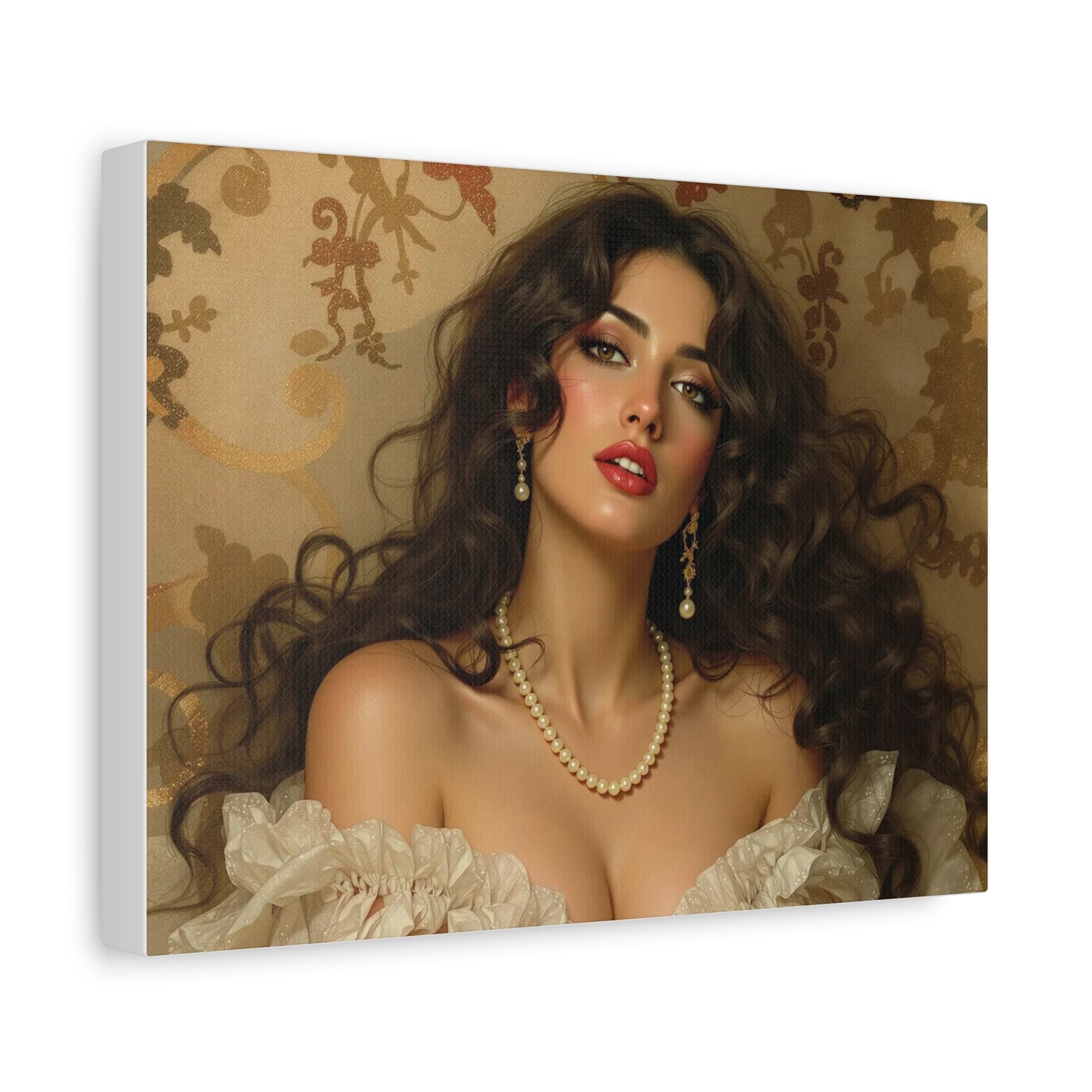 Canvas Print - Brunette Woman With Pearls