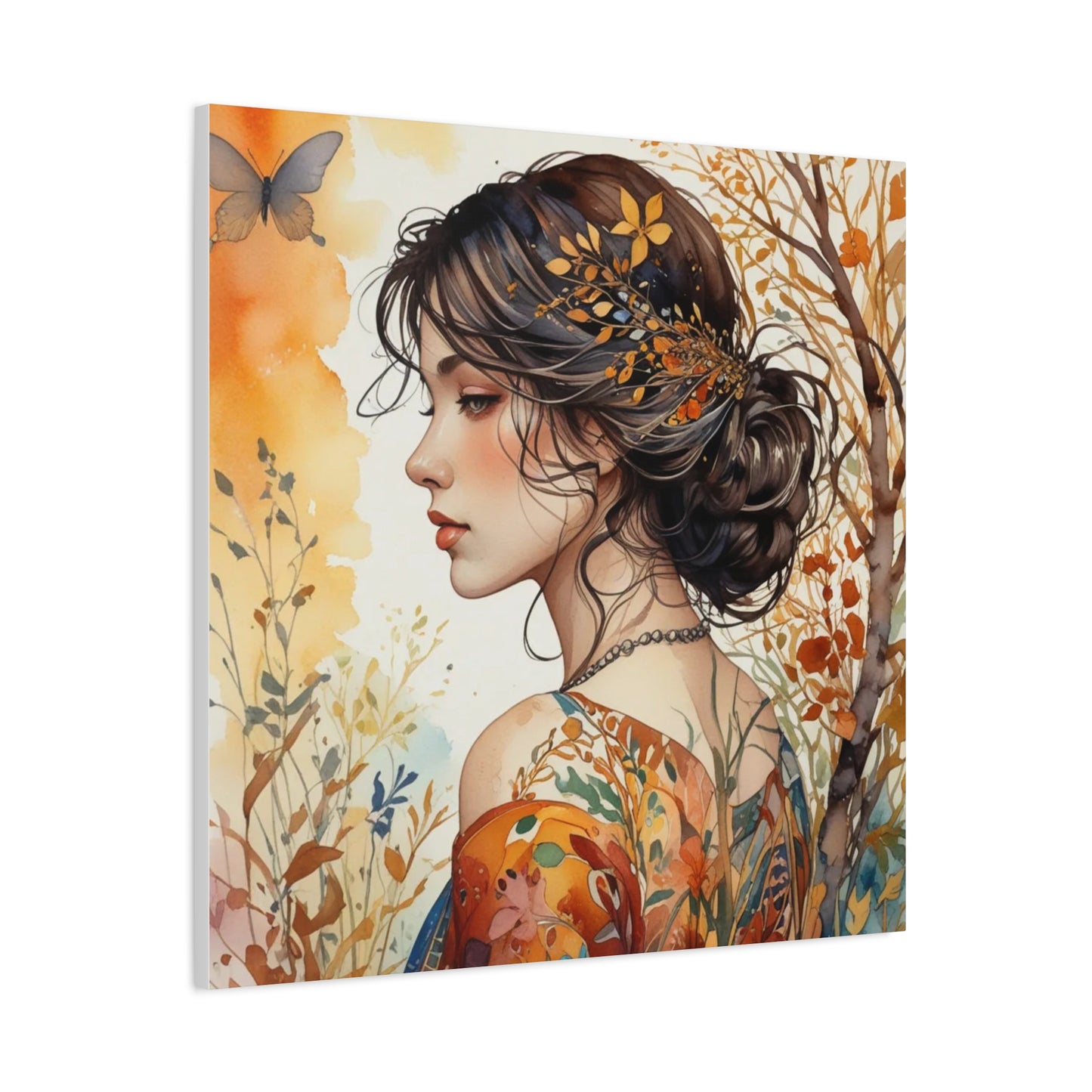 Girl with Leaves in Her Hair Abstract Art