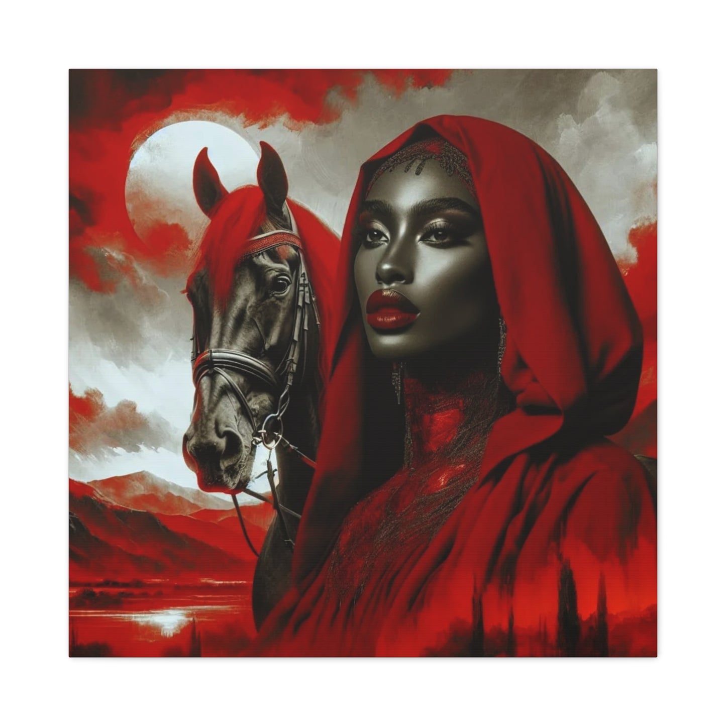 Beautiful Black Woman and her Horse Canvas Art