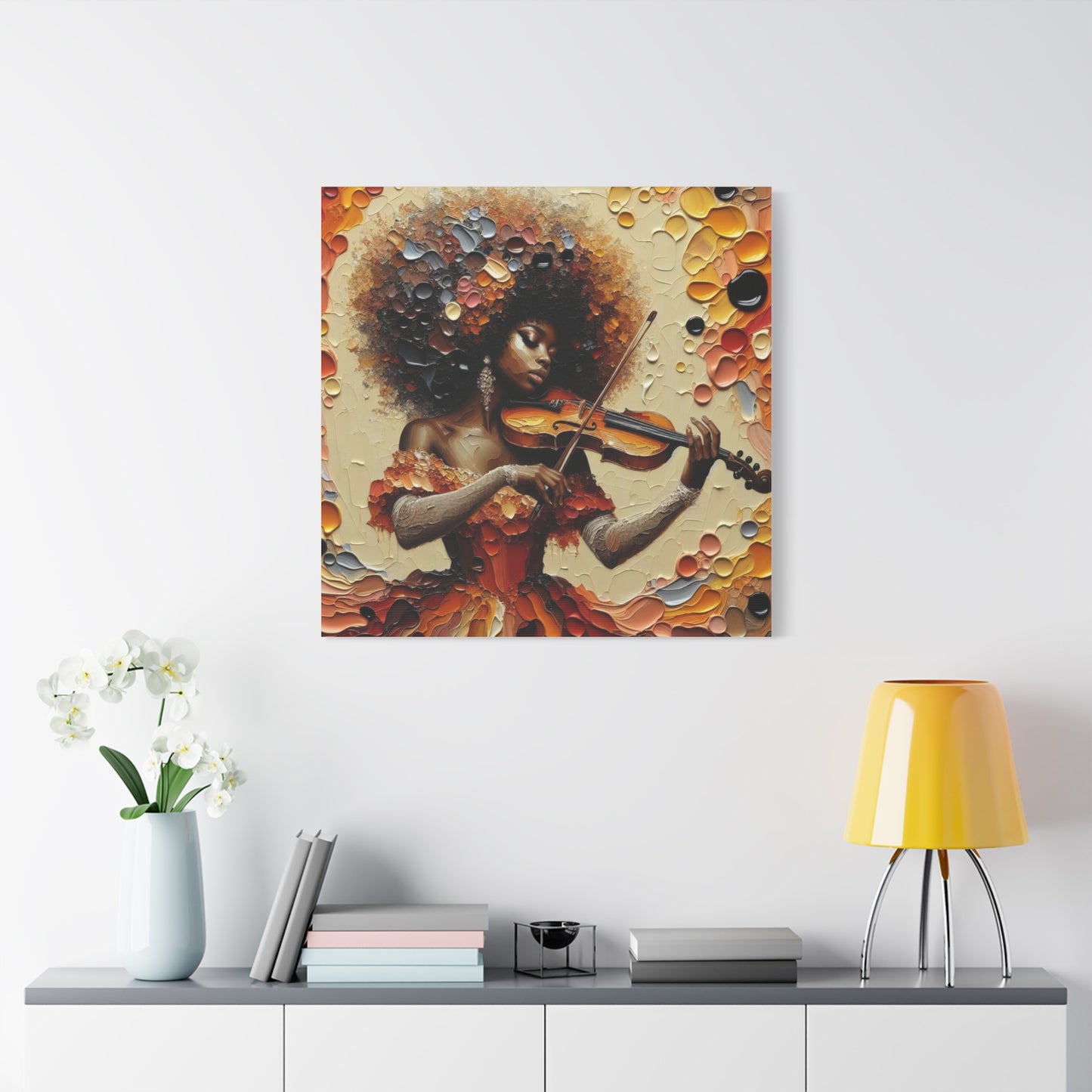 Beautiful Black Woman Violinist Canvas Art