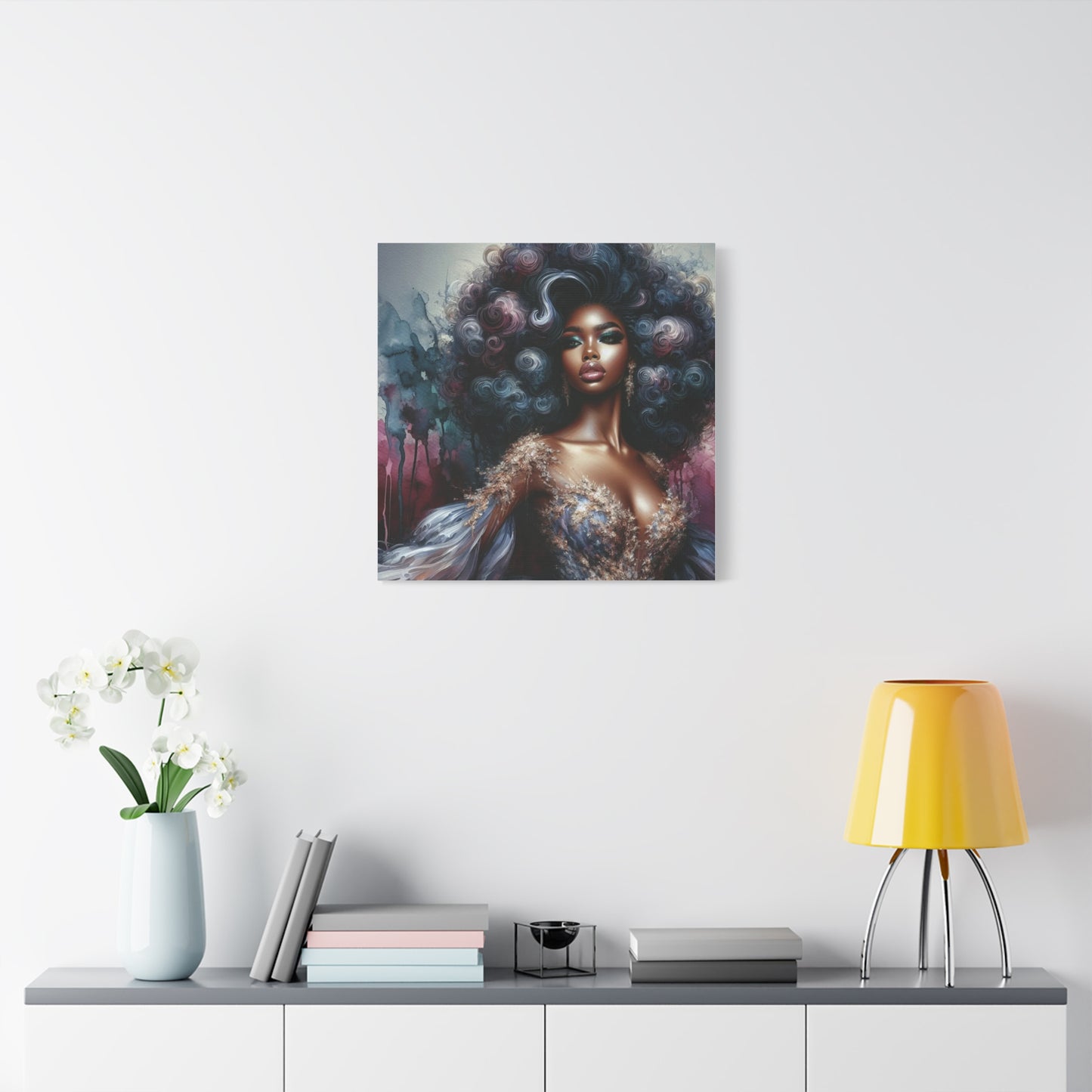 Beautiful Woman Black Canvas Art