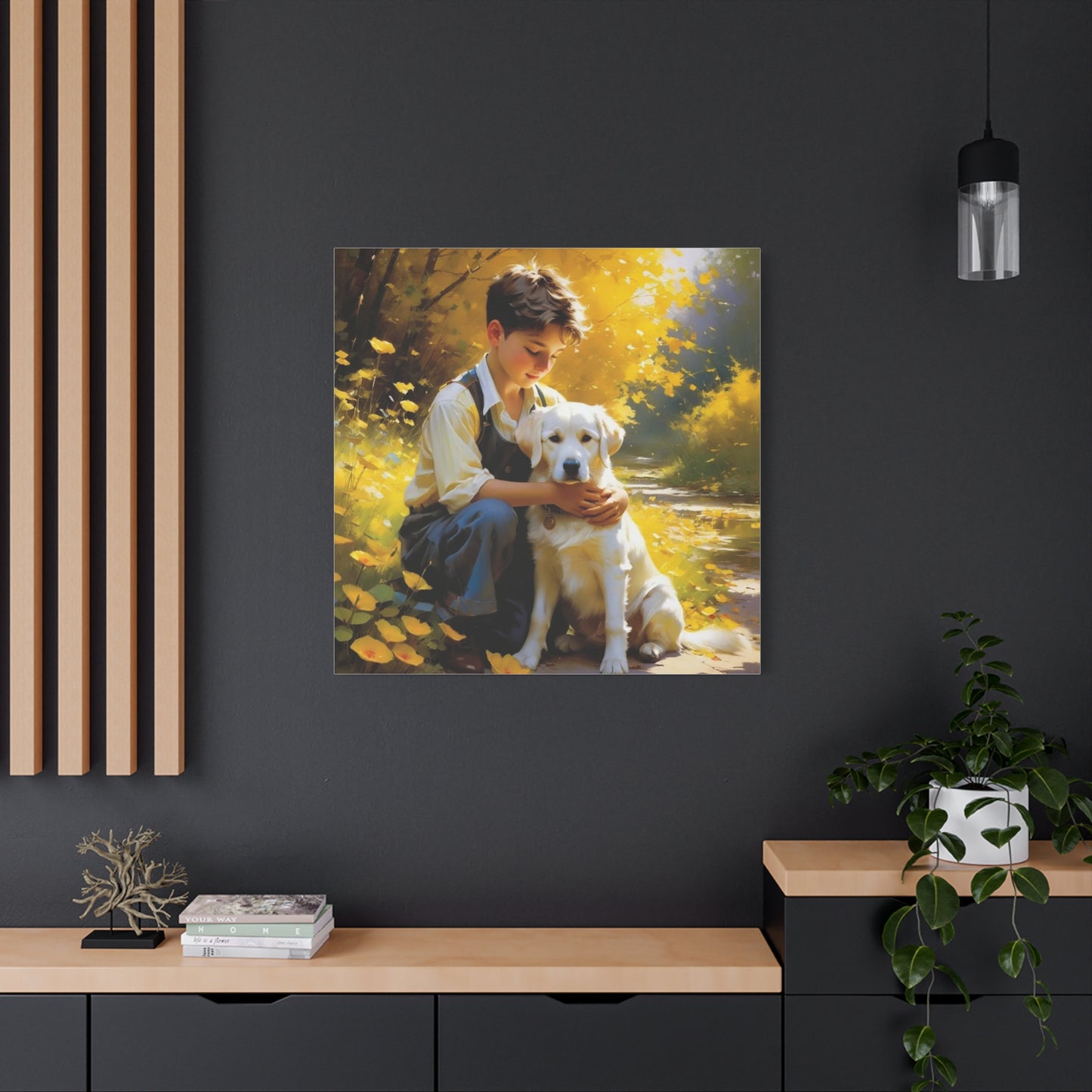 A Boy and His Labrador Retriever Puppy Art