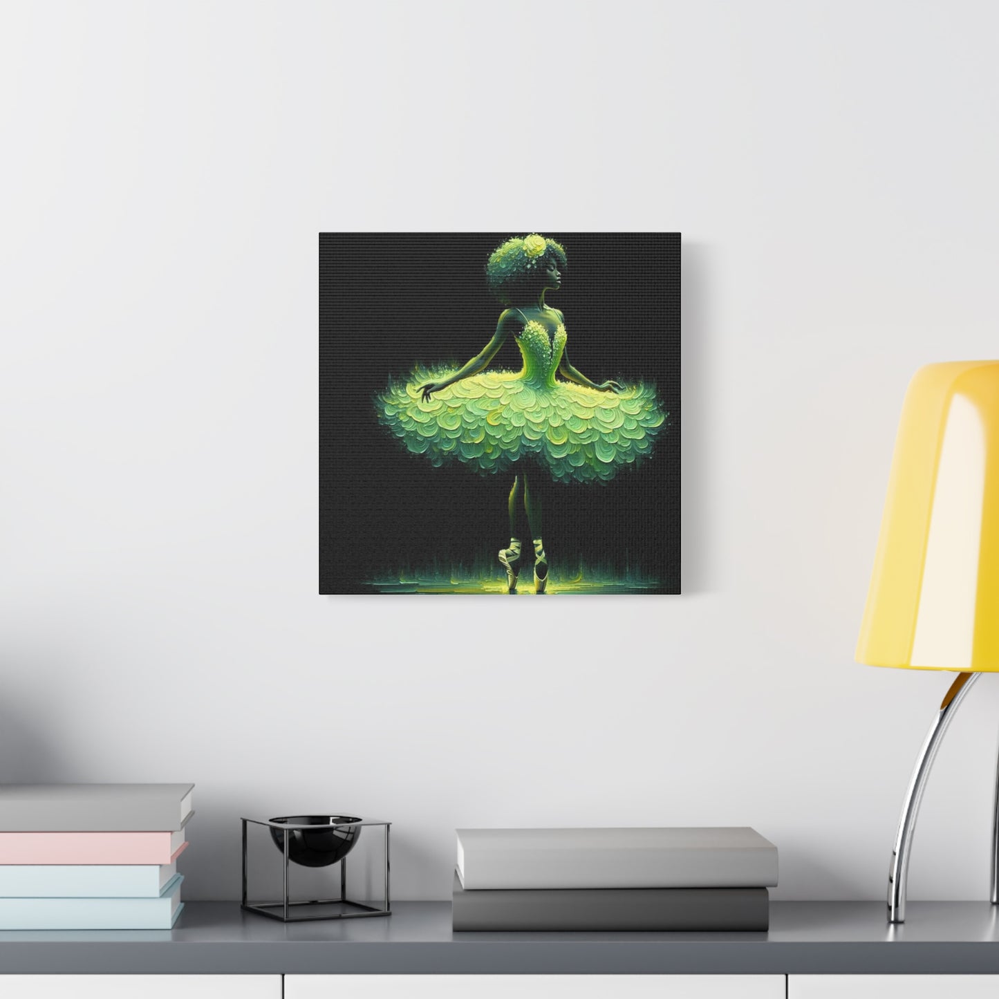 Beautiful Black Ballerina in Yellow Canvas Art