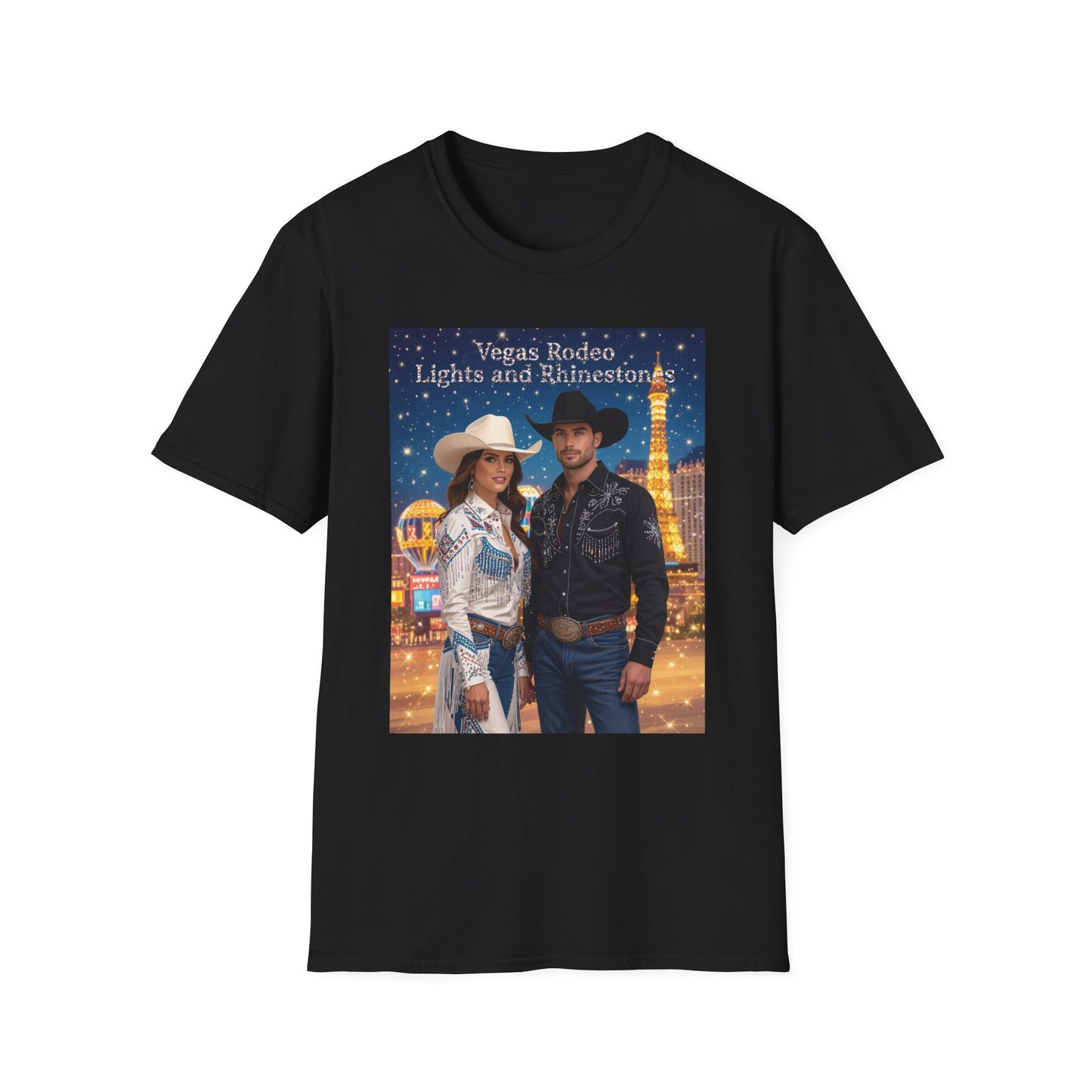 Vegas Rodeo Lights and Rhinestones Western Boho, Unisex T-Shirt,