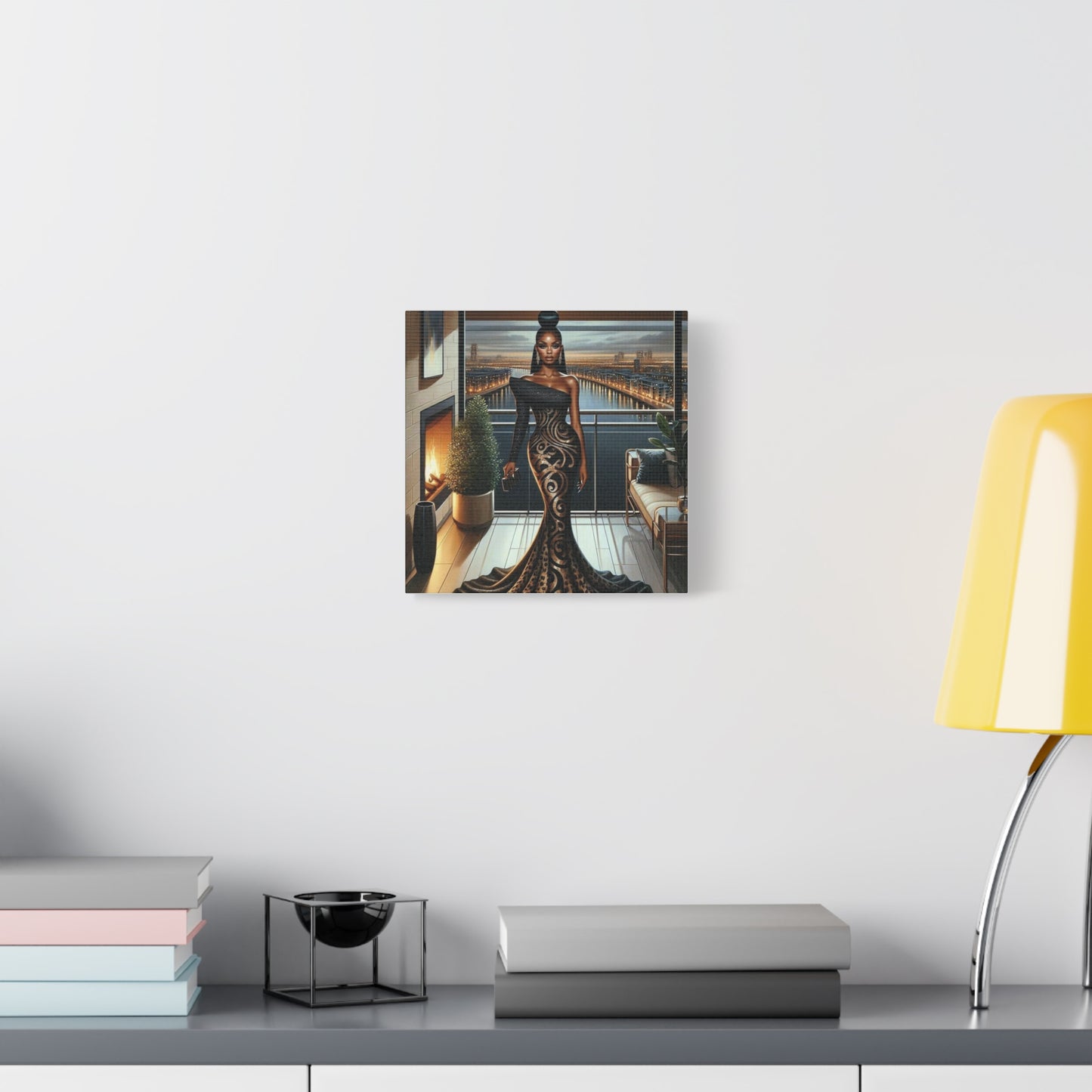 Elegant Woman Black Canvas Art