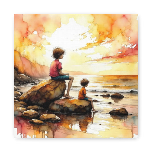 Boys on the Beach Abstract Art