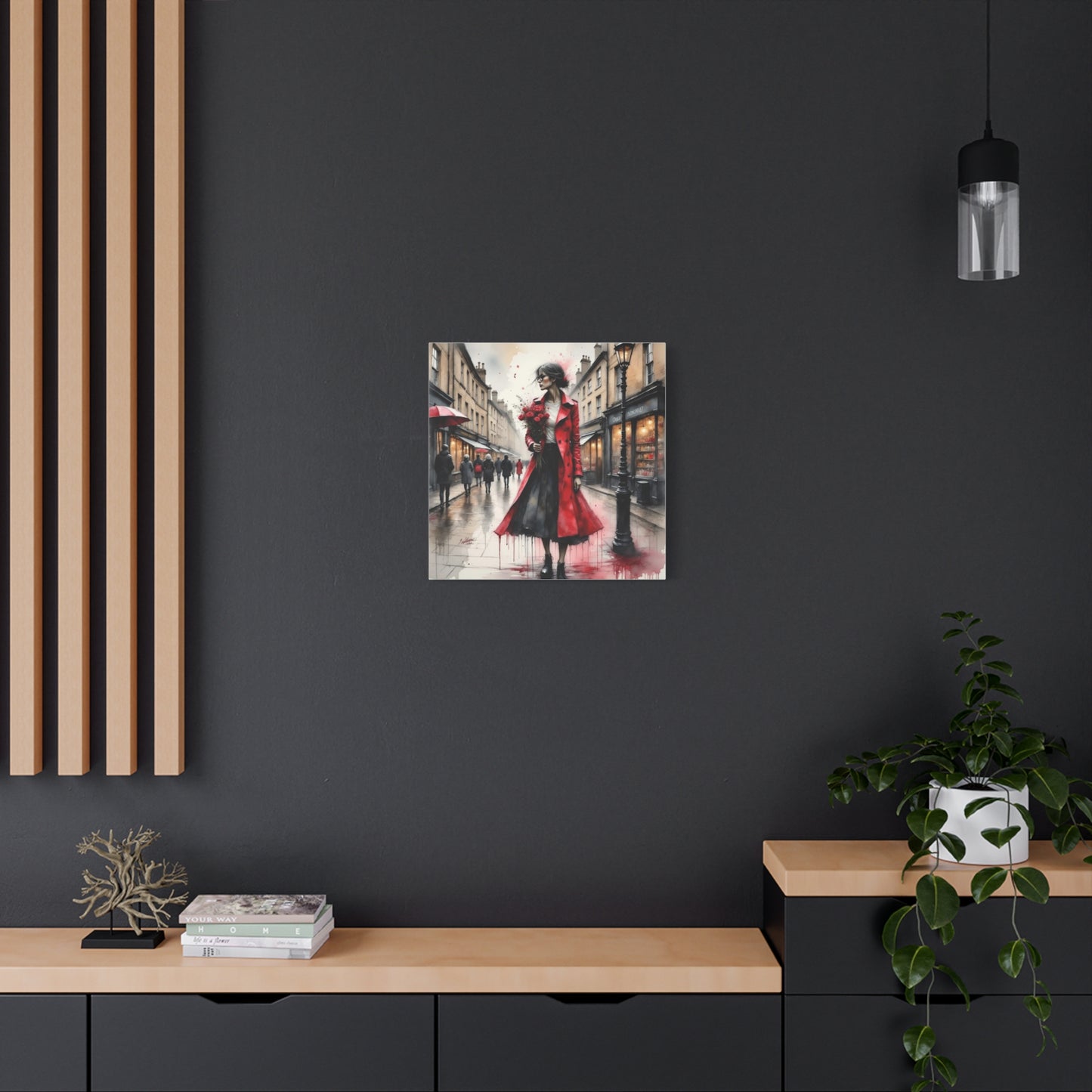 Lady in Red Coat 2 Abstract Art