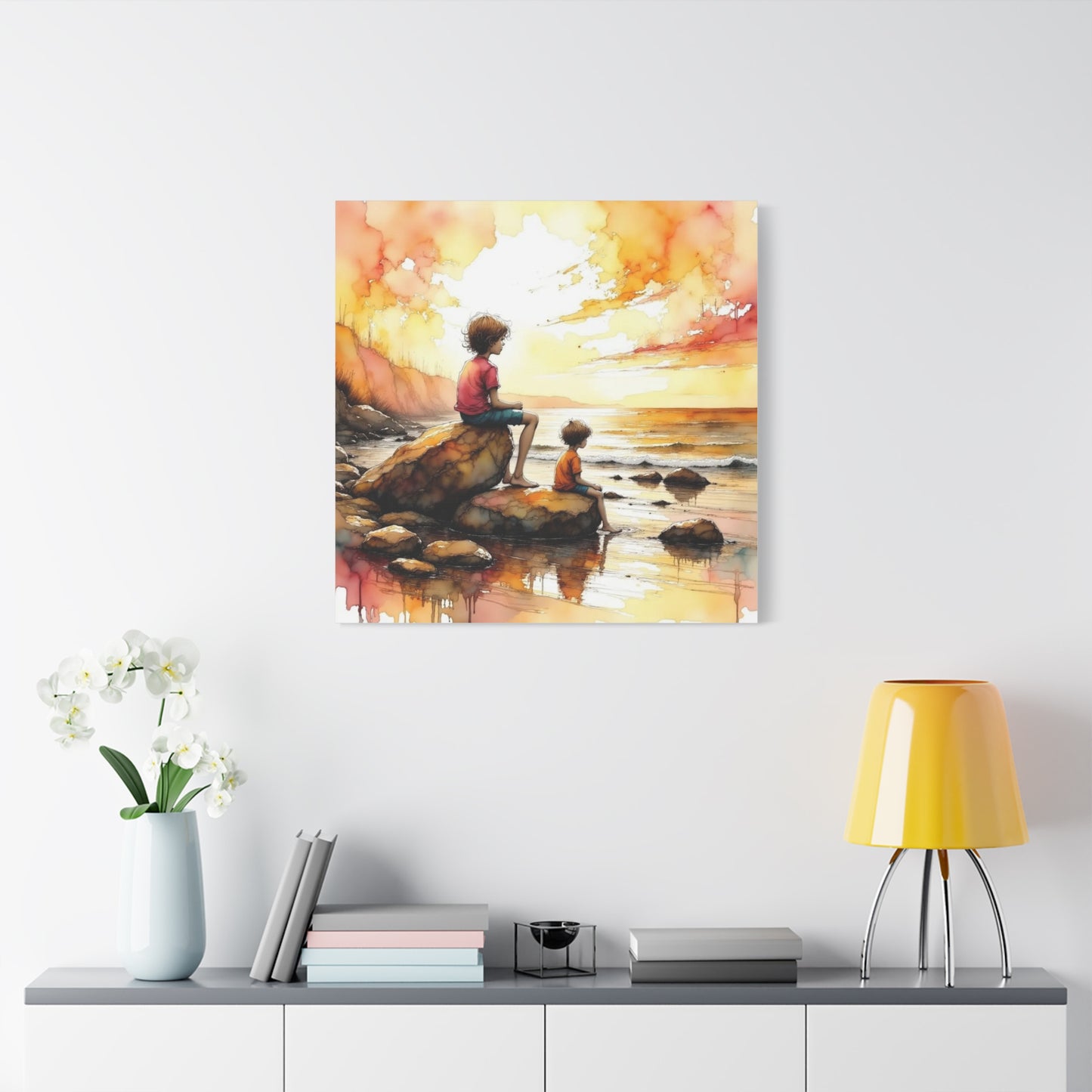 Boys on the Beach Abstract Art