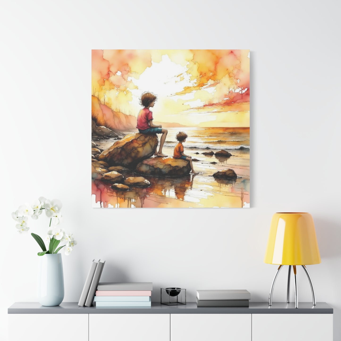 Boys on the Beach Abstract Art