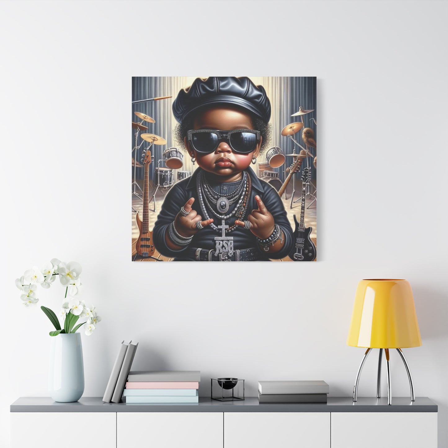 Cool Little Boy Black Canvas Art