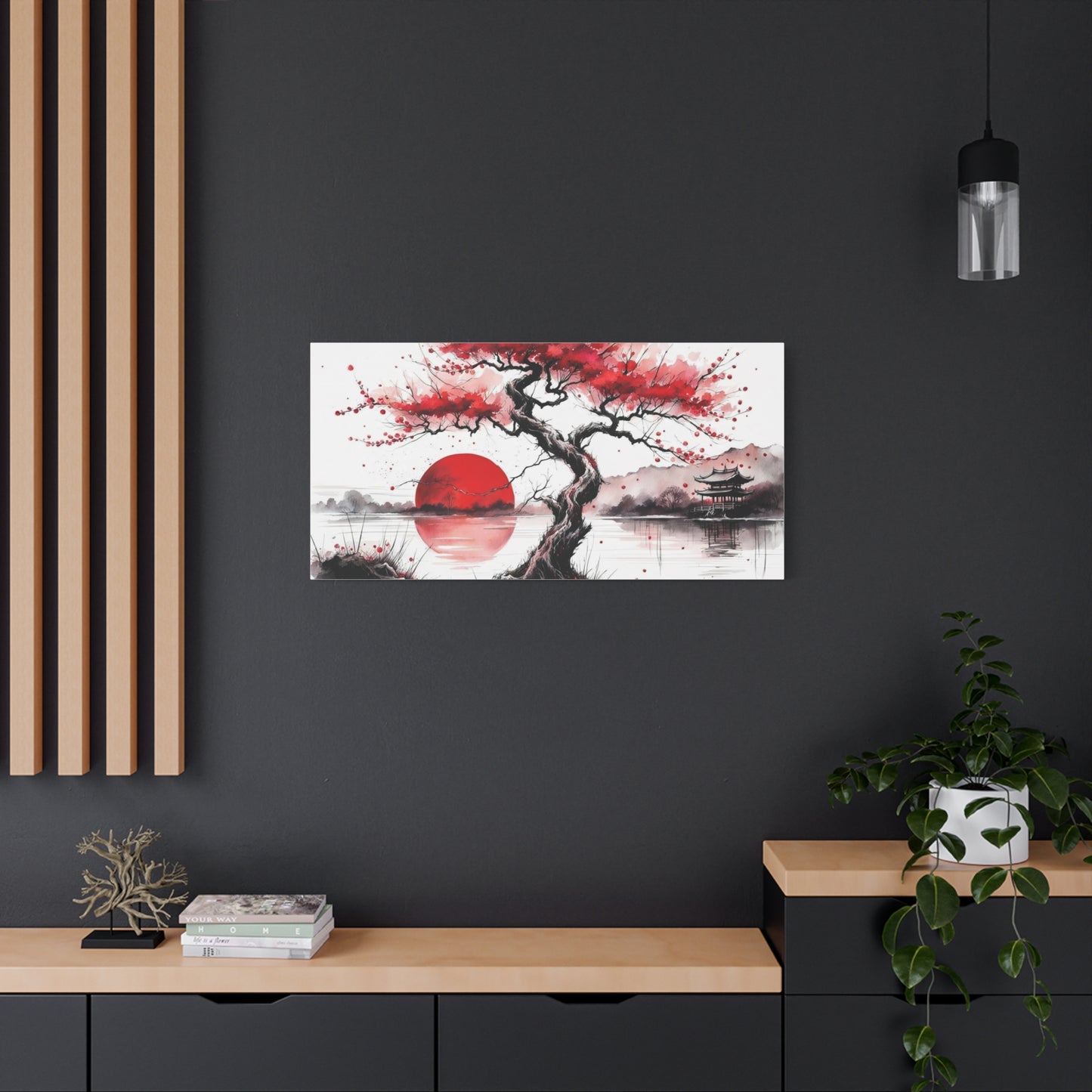 Red Moon Asian Abstract Art