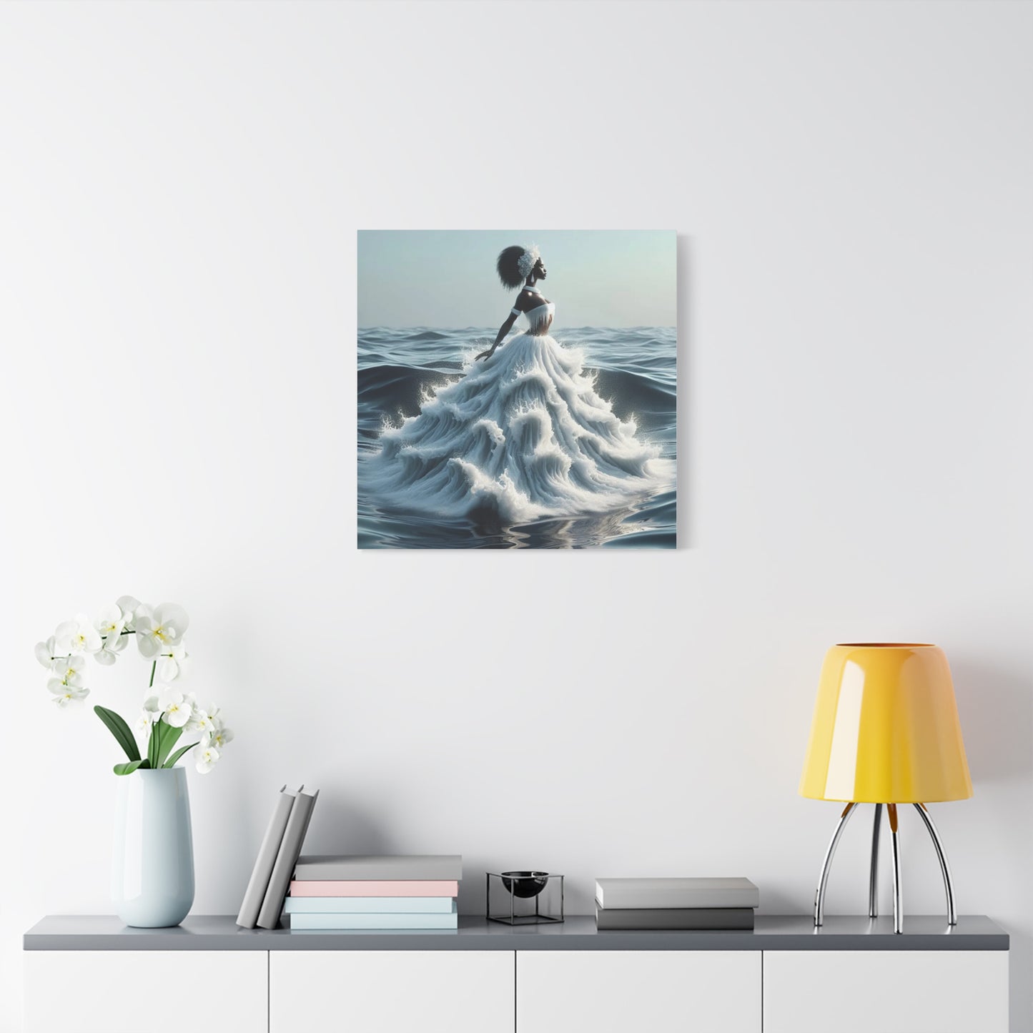 Beautiful Black Woman w Water Dress Canvas Art