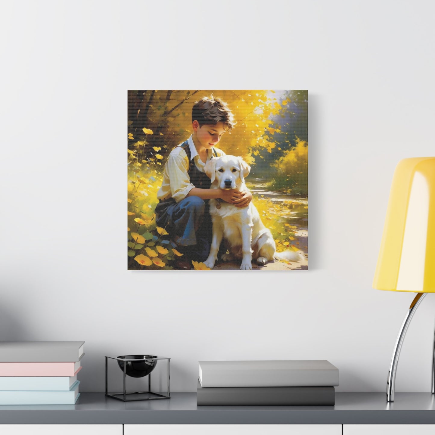 A Boy and His Labrador Retriever Puppy Art