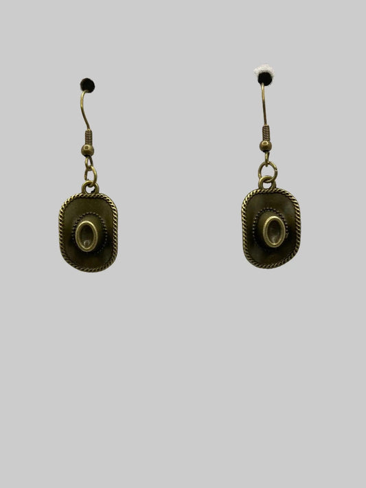 Cowboy Hat Earrings Bronze