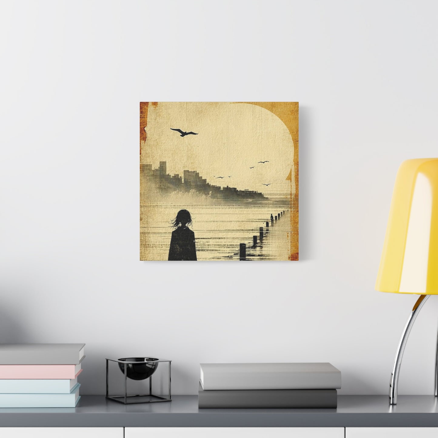 Girl on a Pier Abstract Art