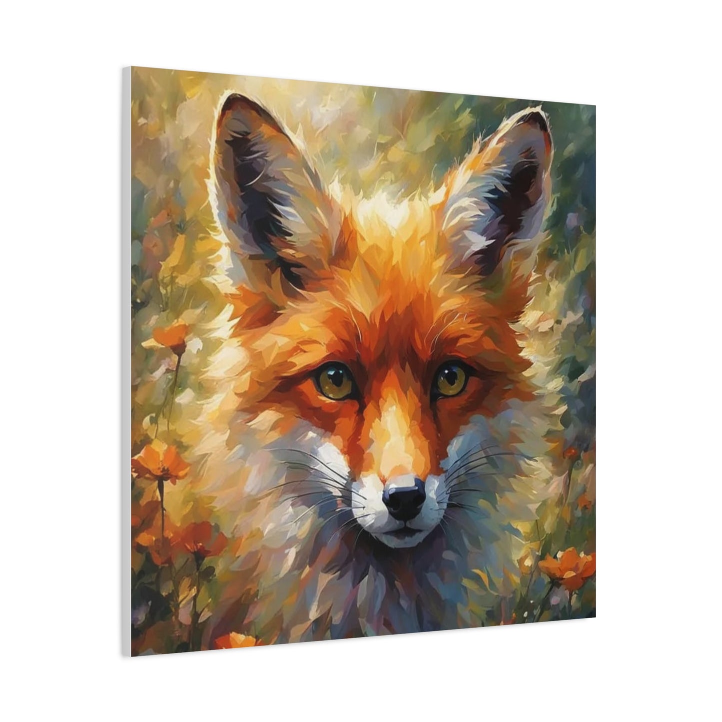 Fox in the Flowers Abstract Art
