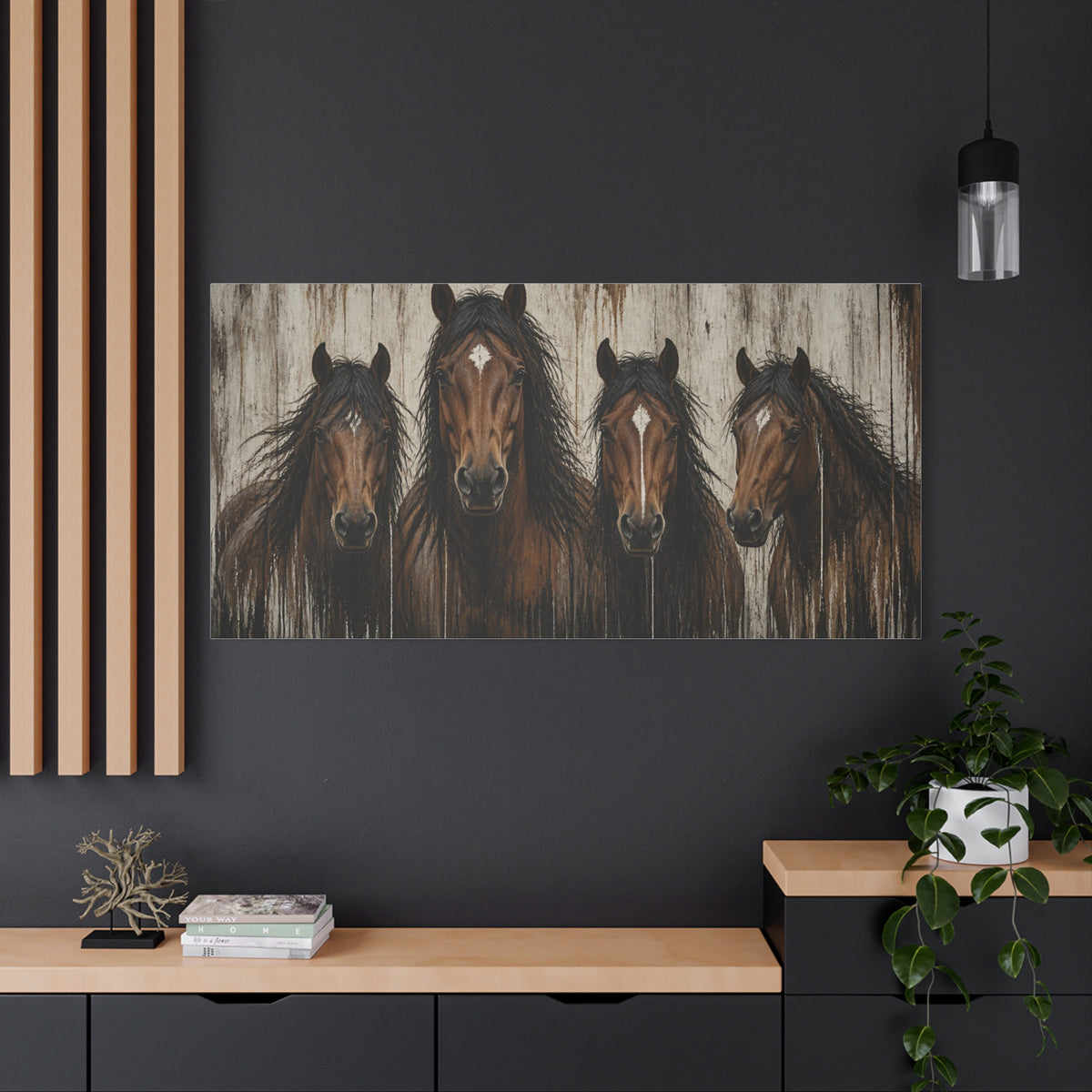 Brown Horses Matte Canvas Wall Art — Stretched 1.25"