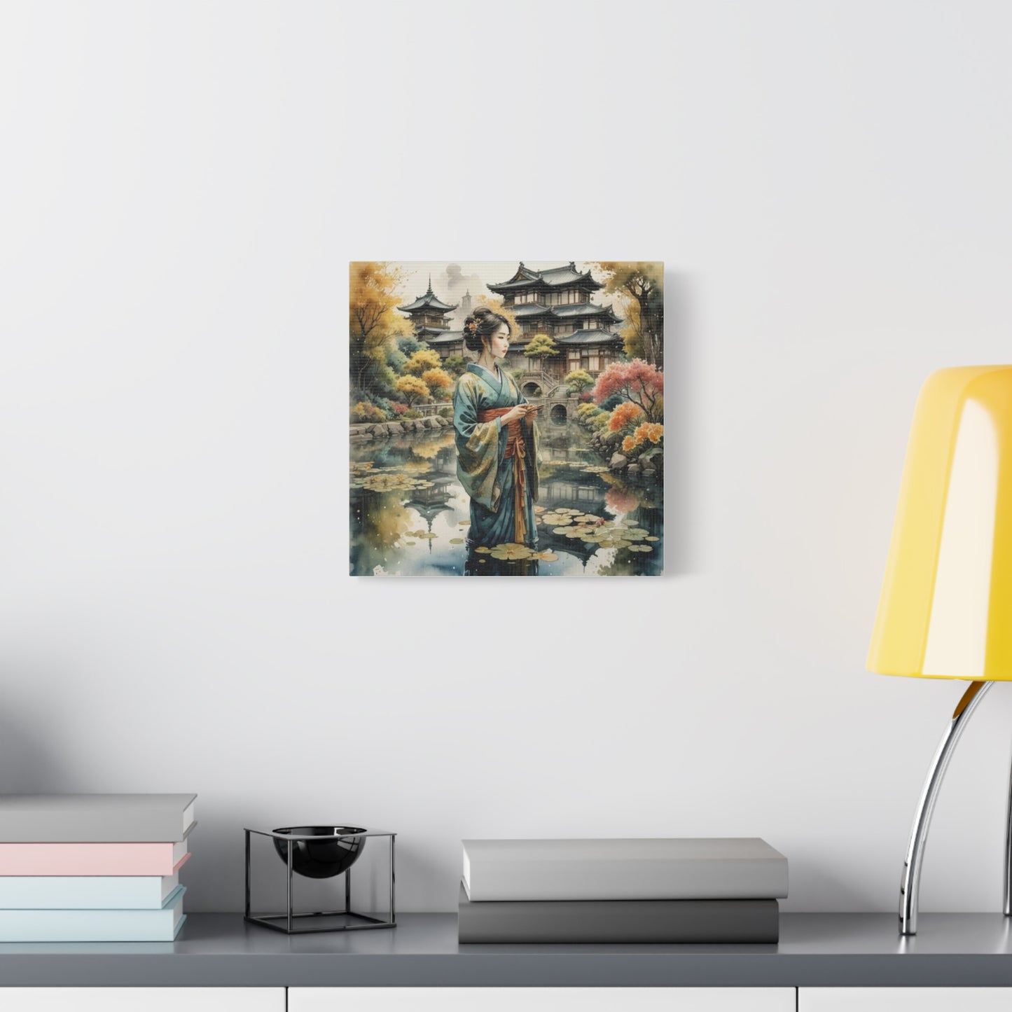 Geisha in the Pond Asian Abstract Art