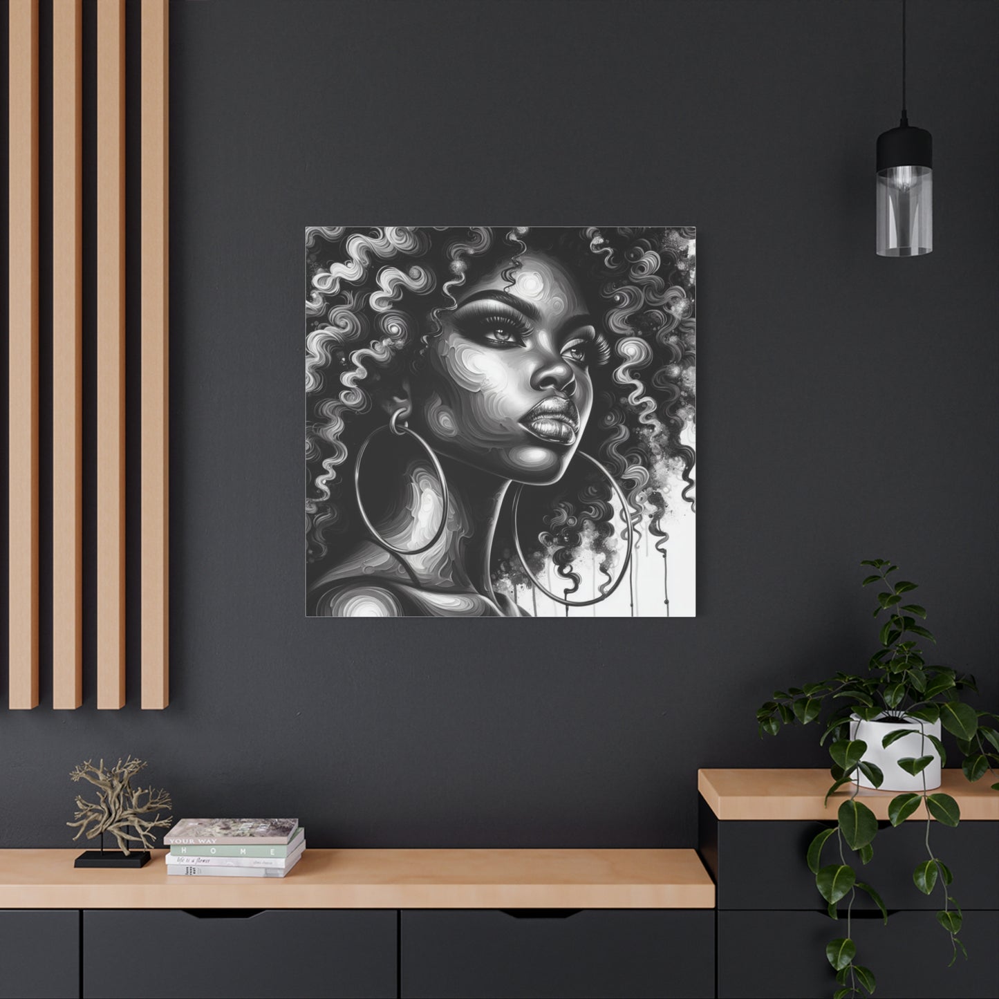 Beautiful Woman Abstract Black Canvas Art