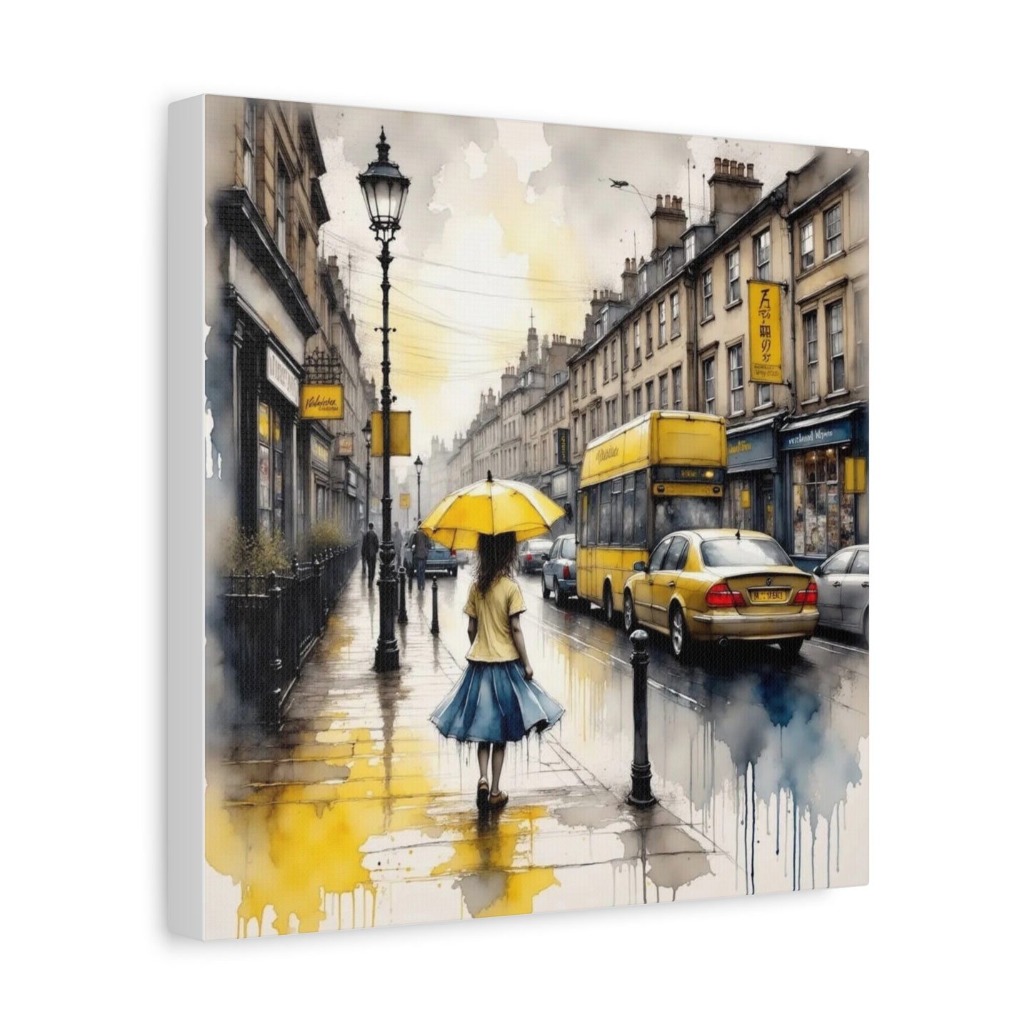 Girl with the Yellow Umbrella Abstract Art