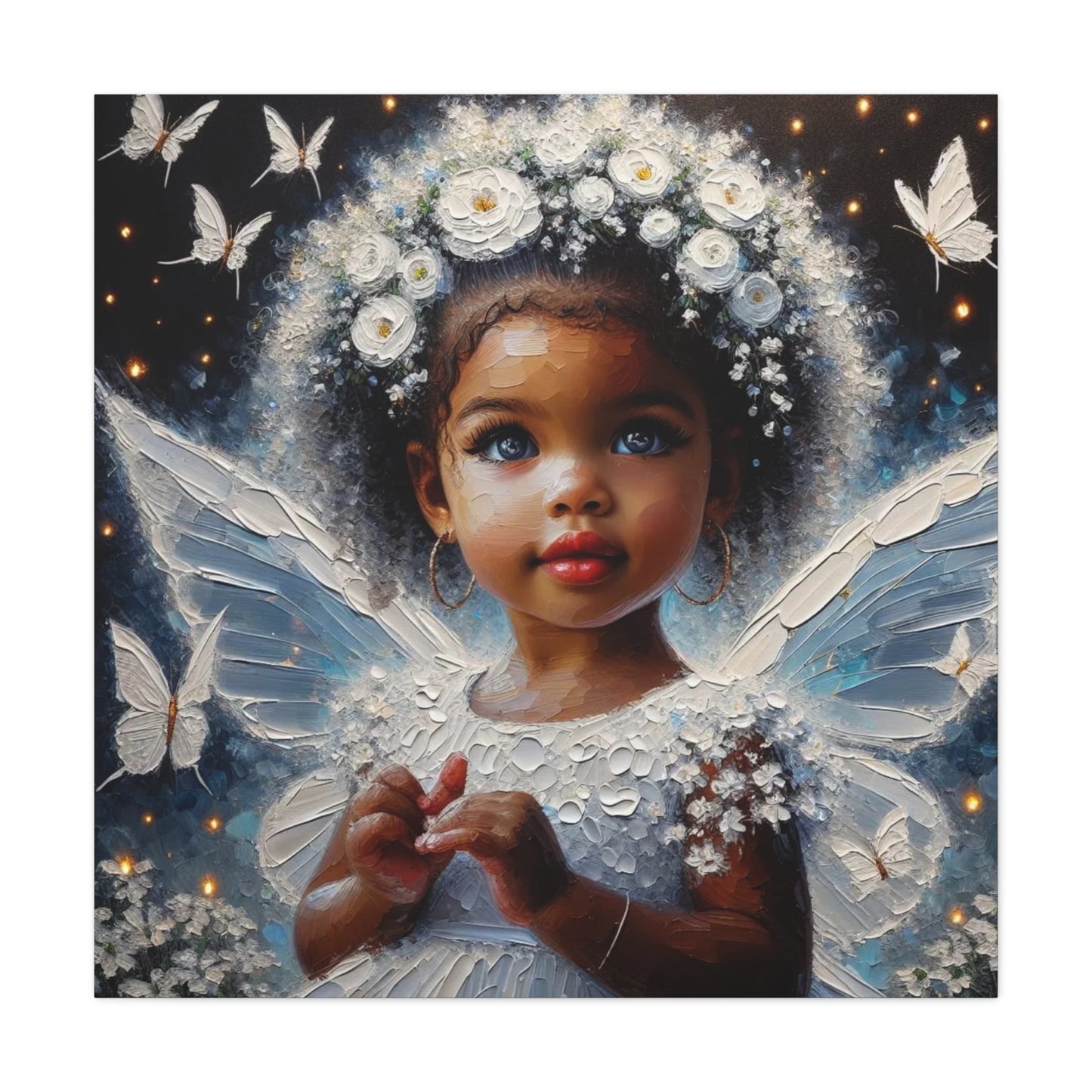 Beautiful Child Black Canvas Art