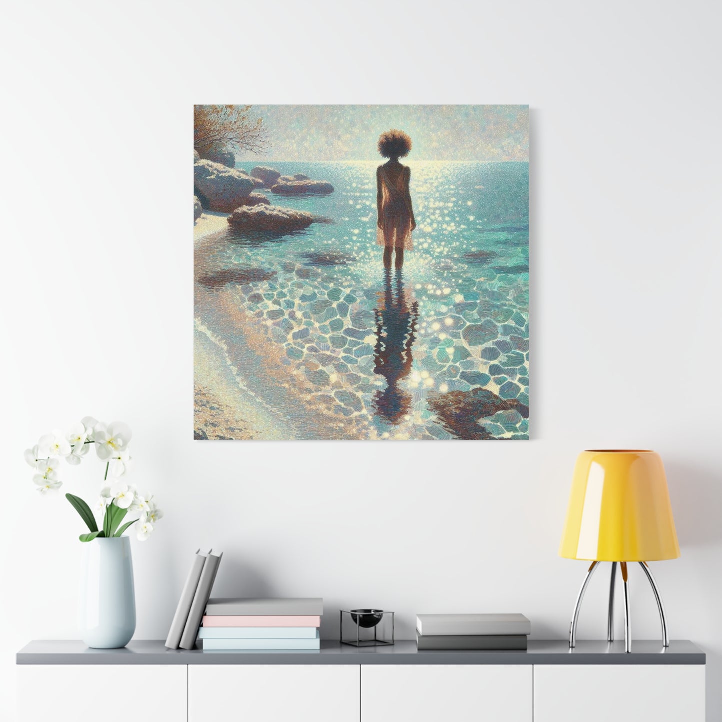 Beautiful Black Woman at the Beach Canvas Art