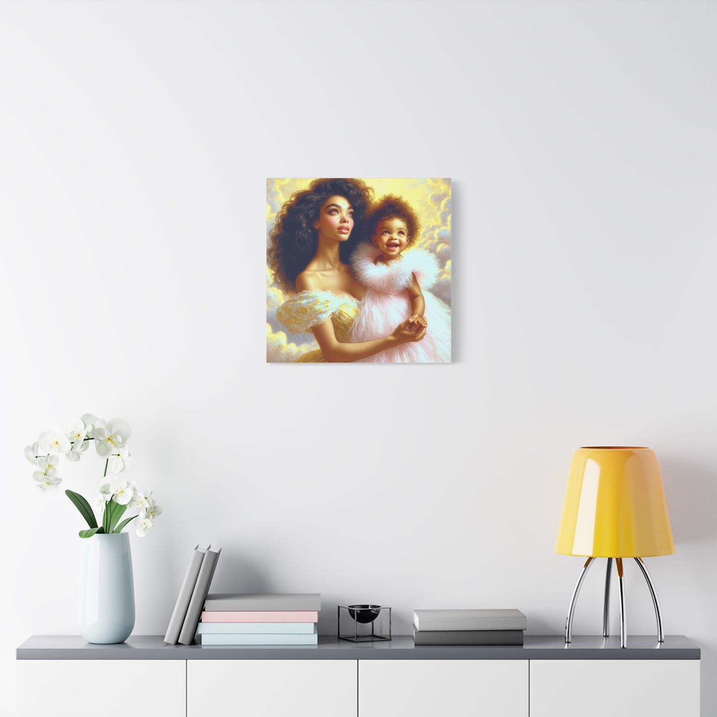 Mother and Daughter Black Canvas Art