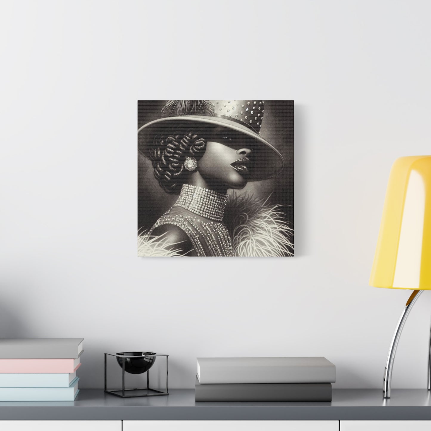 Beautiful Black Woman in Diamonds Hat Canvas Art