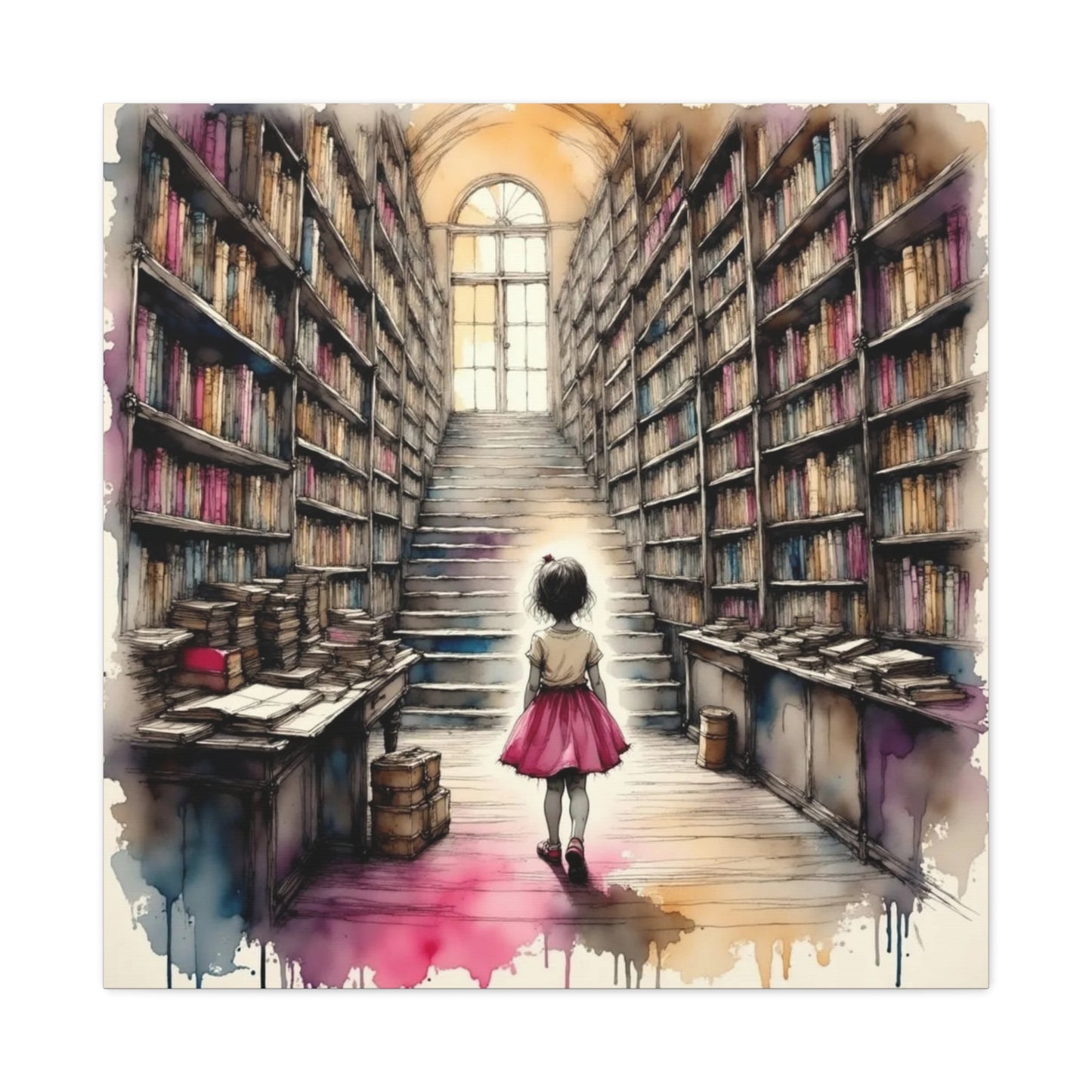 Girl in the Library Abstract Art