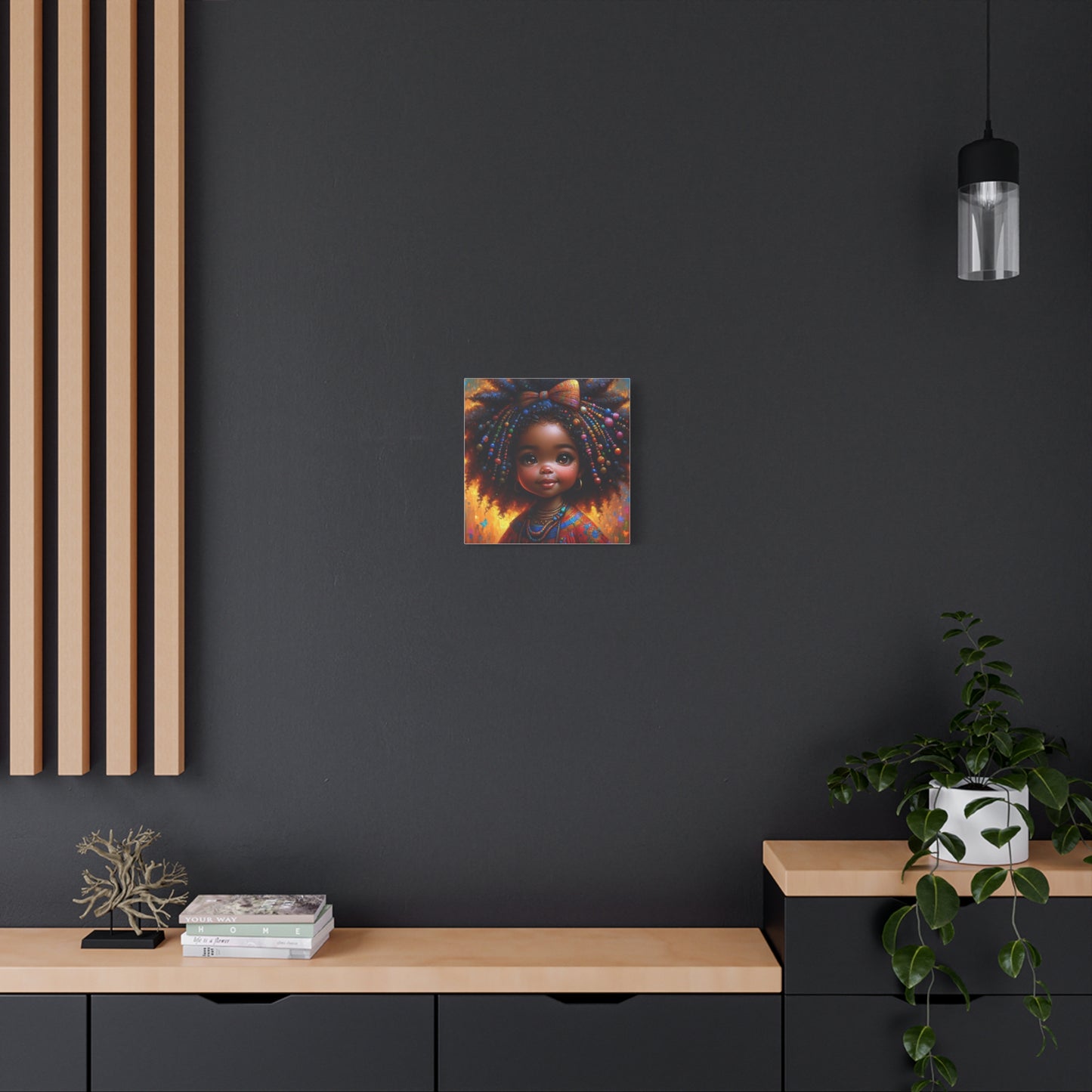 Beautiful Child Black Canvas Art