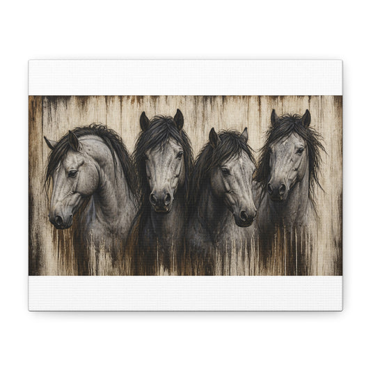 Grey Horses Matte Canvas Wall Art β Stretched 1.25"