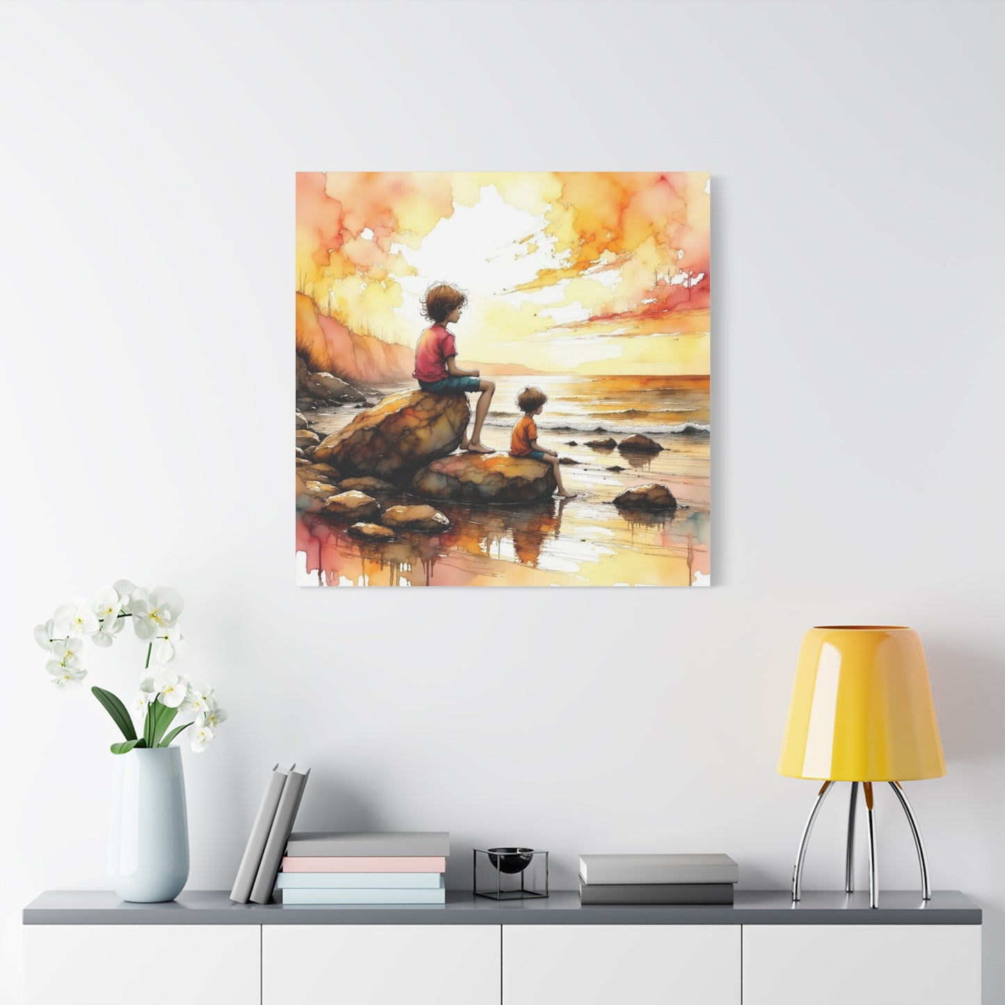 Boys on the Beach Abstract Art