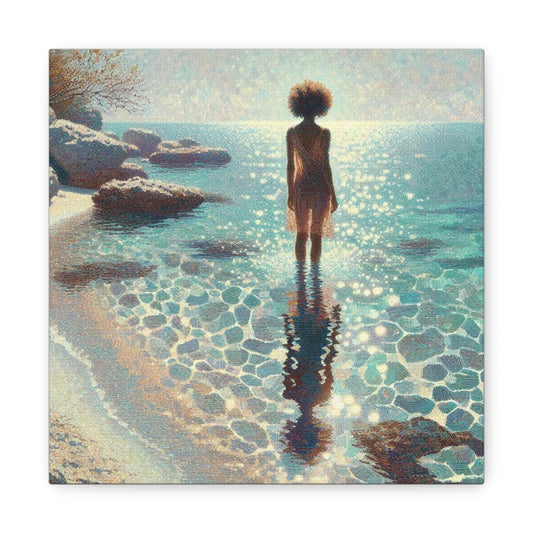 Beautiful Black Woman at the Beach Canvas Art