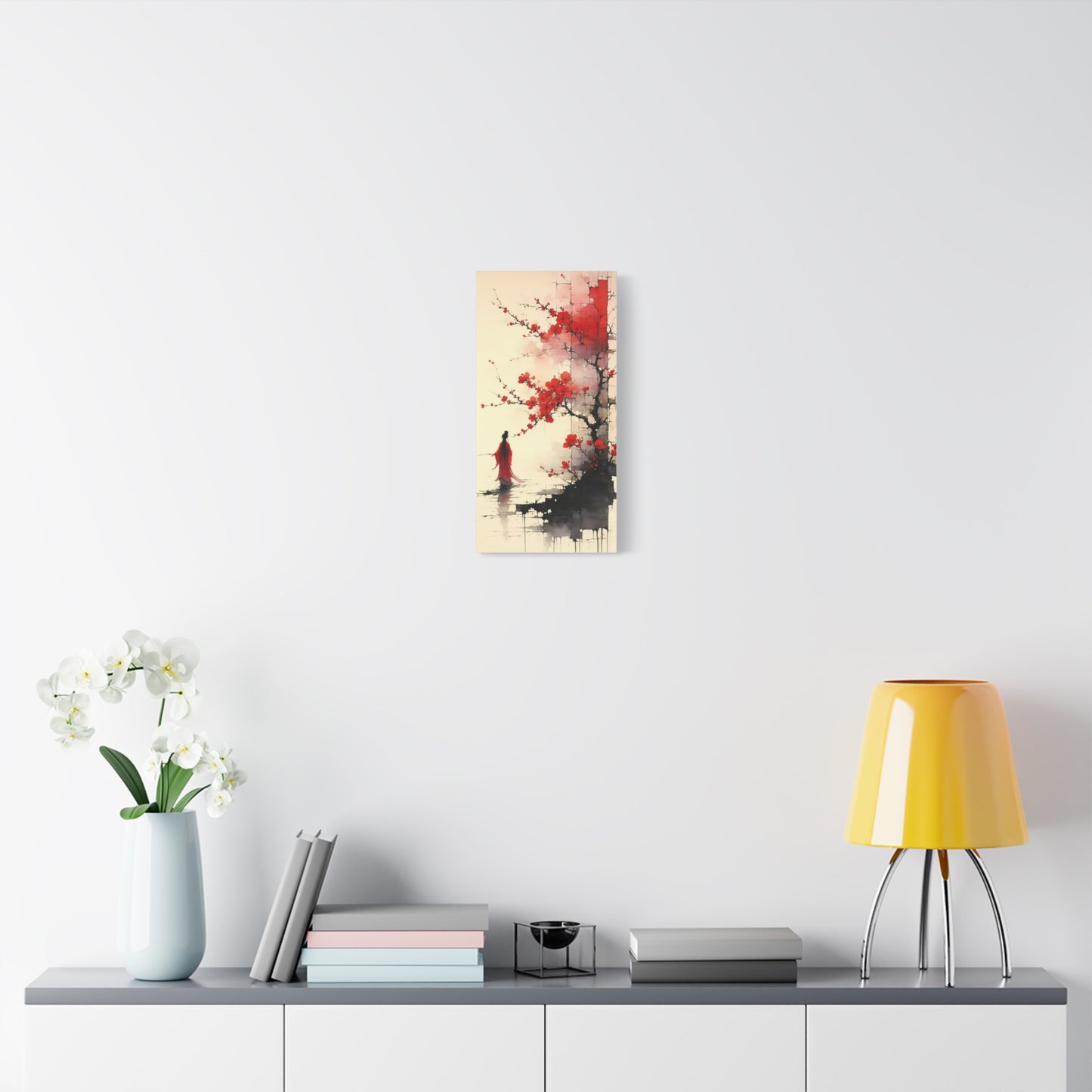 Red Flowers Asian Abstract Art