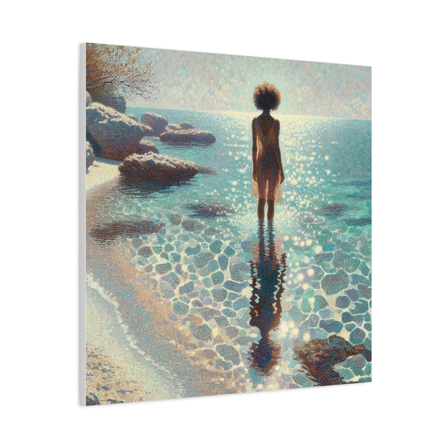 Beautiful Black Woman at the Beach Canvas Art
