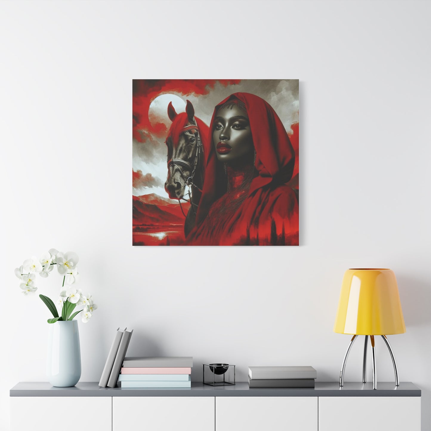 Beautiful Black Woman and her Horse Canvas Art