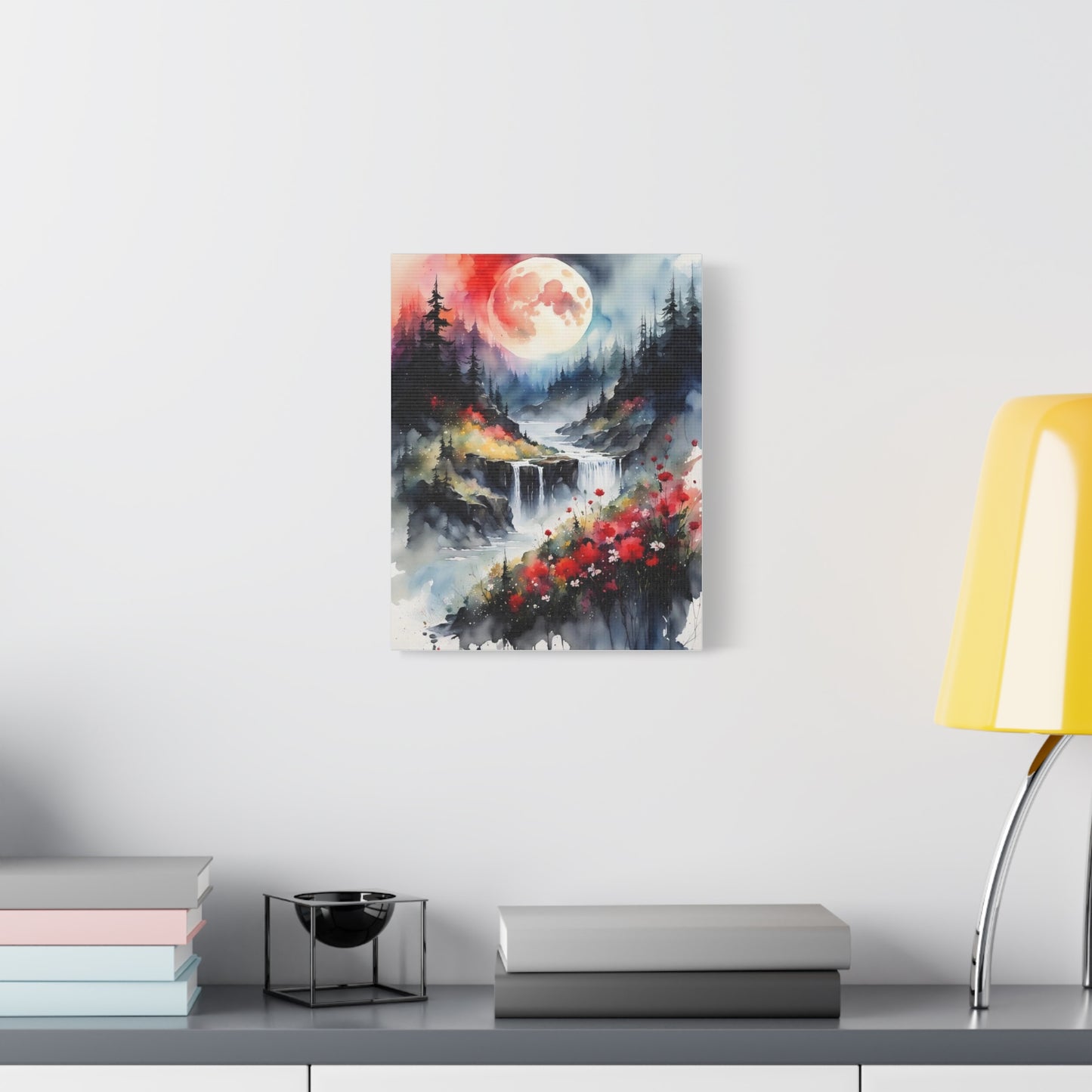 Moon Over the Stream Abstract Art