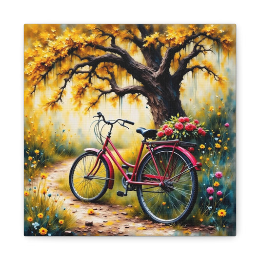 Bicycle on the Flower Path Abstract Art