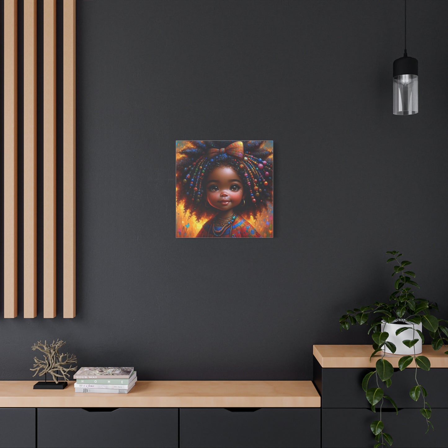 Beautiful Child Black Canvas Art