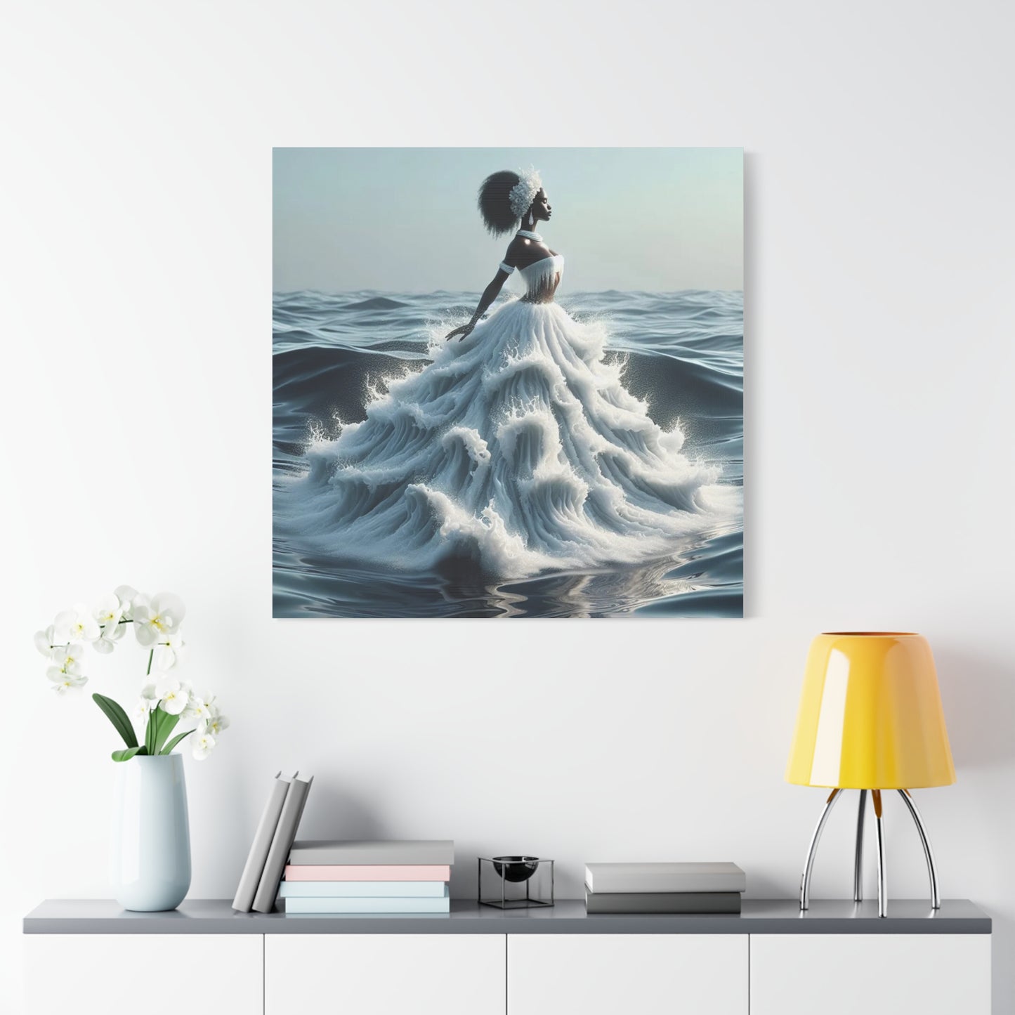 Beautiful Black Woman w Water Dress Canvas Art