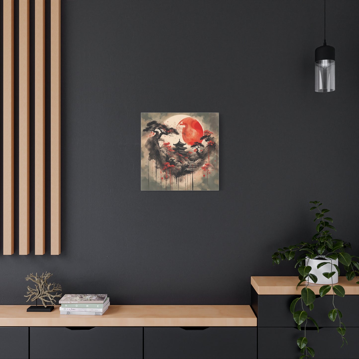 Red Moon Asian Abstract Art