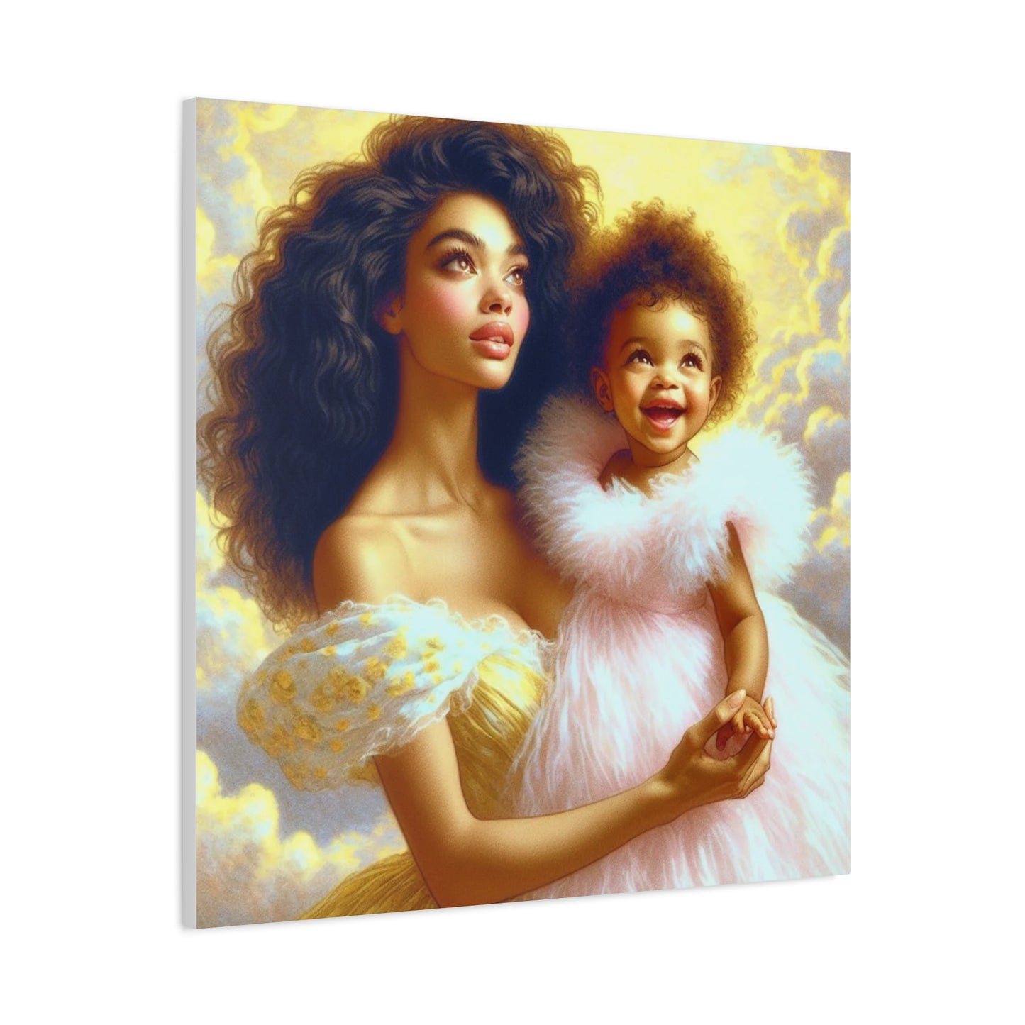 Mother and Daughter Black Canvas Art