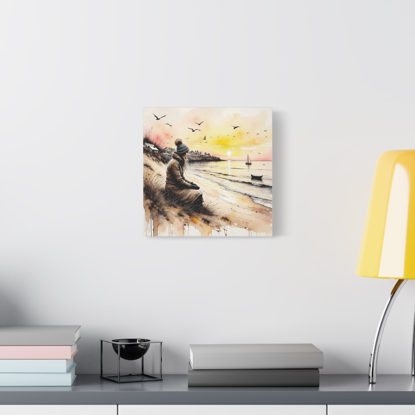 Girl on the Beach in the Winter Abstract Art