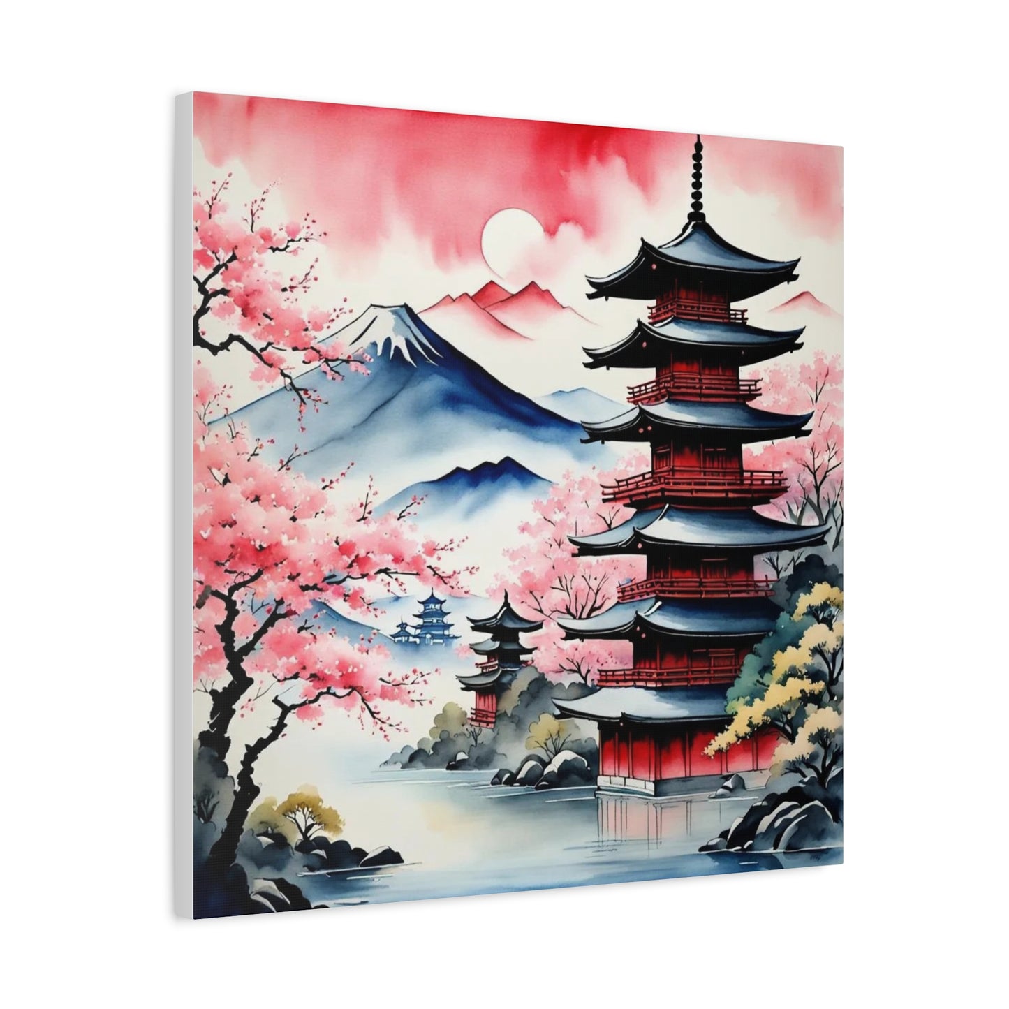 Sunset over the Mountains Asian Abstract Art