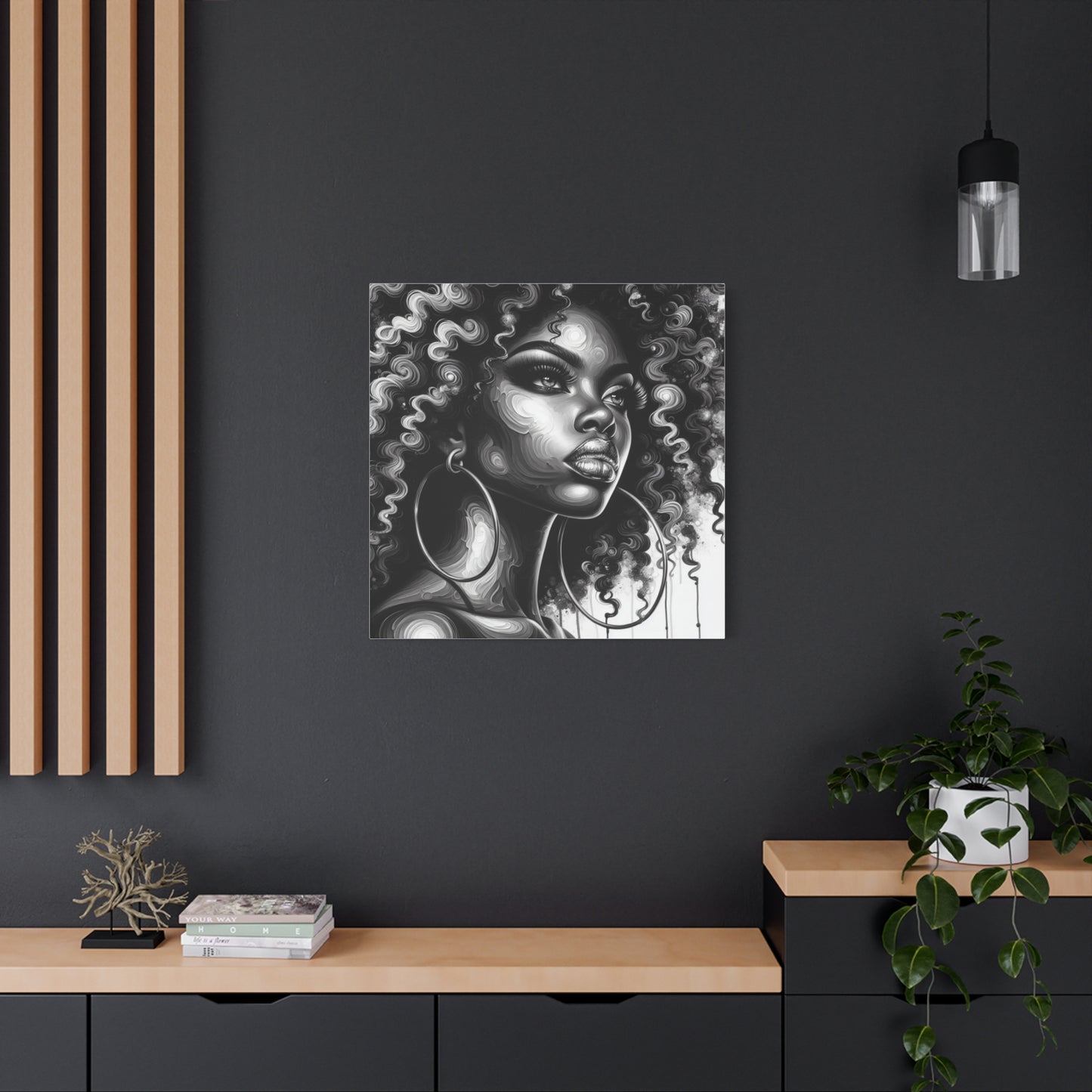 Beautiful Woman Abstract Black Canvas Art