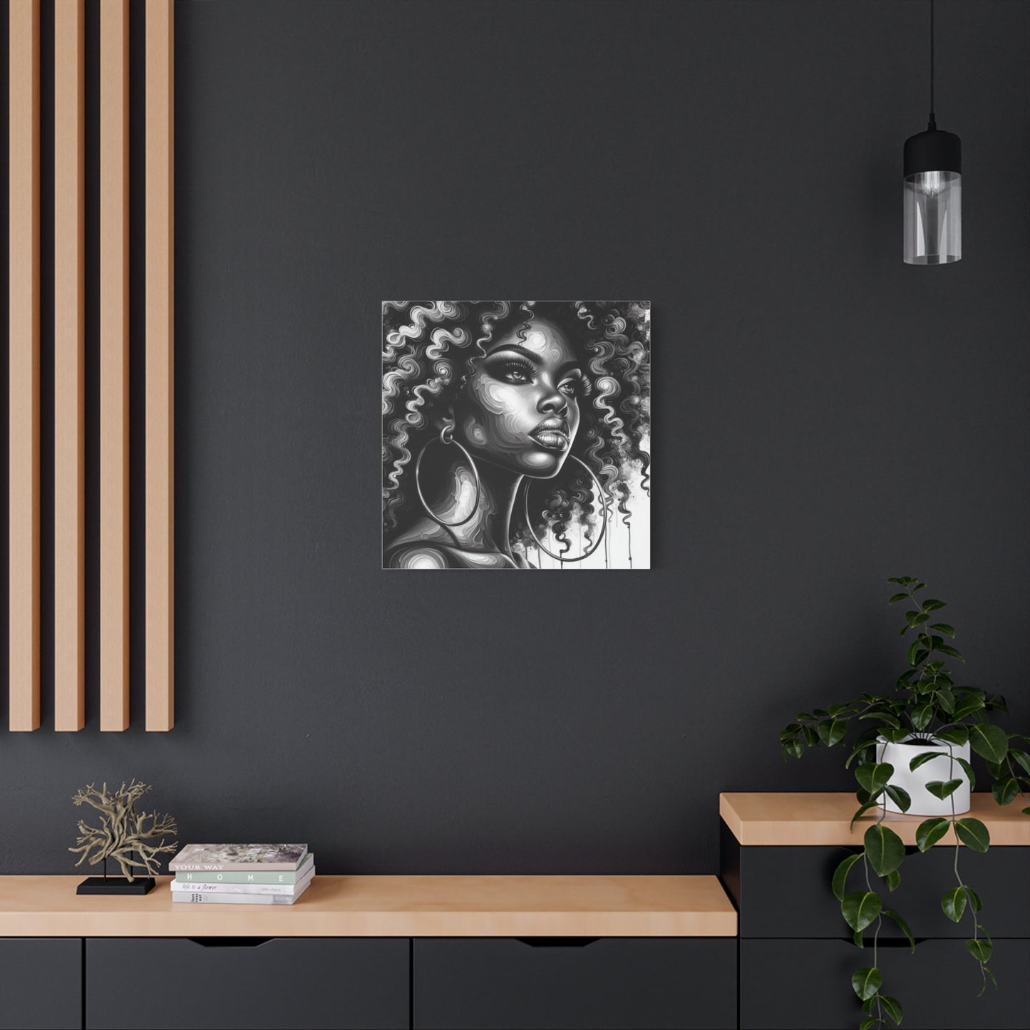 Beautiful Woman Abstract Black Canvas Art
