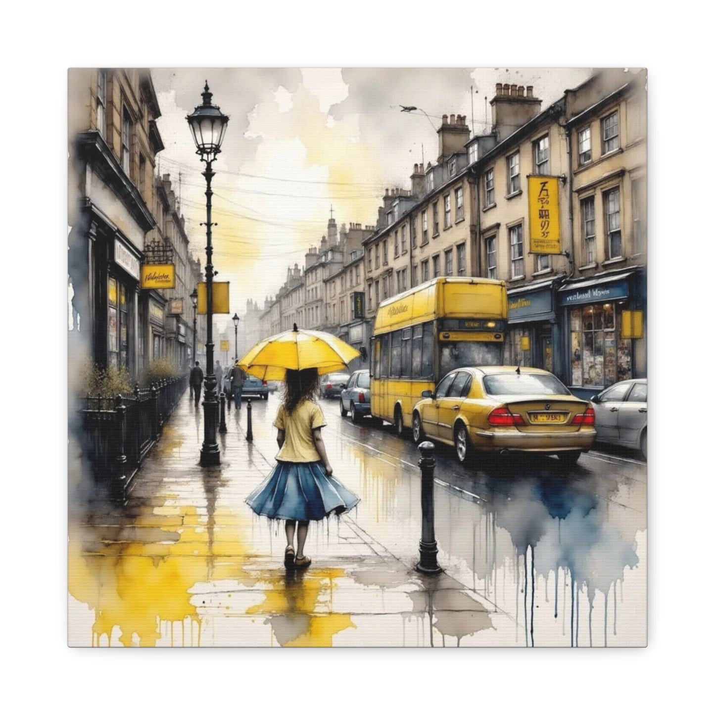 Girl with the Yellow Umbrella Abstract Art