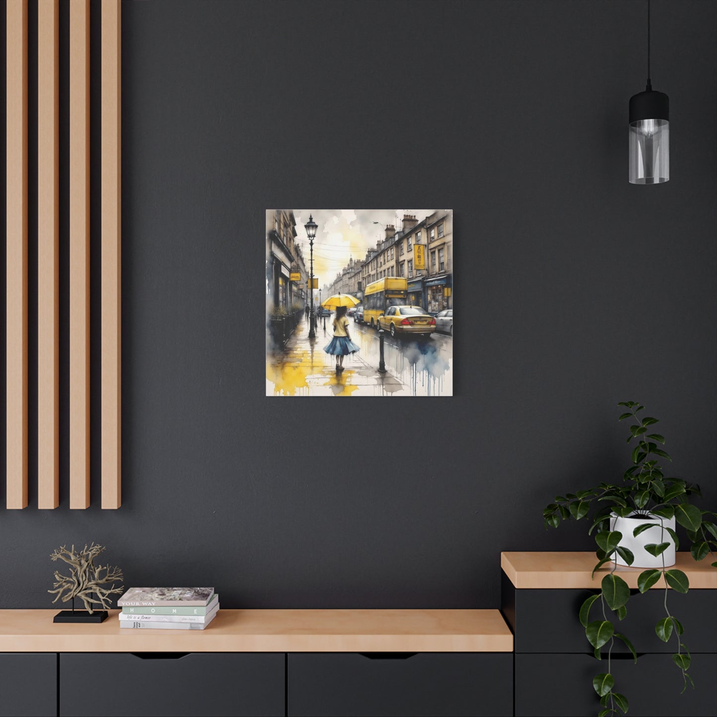 Girl with the Yellow Umbrella Abstract Art
