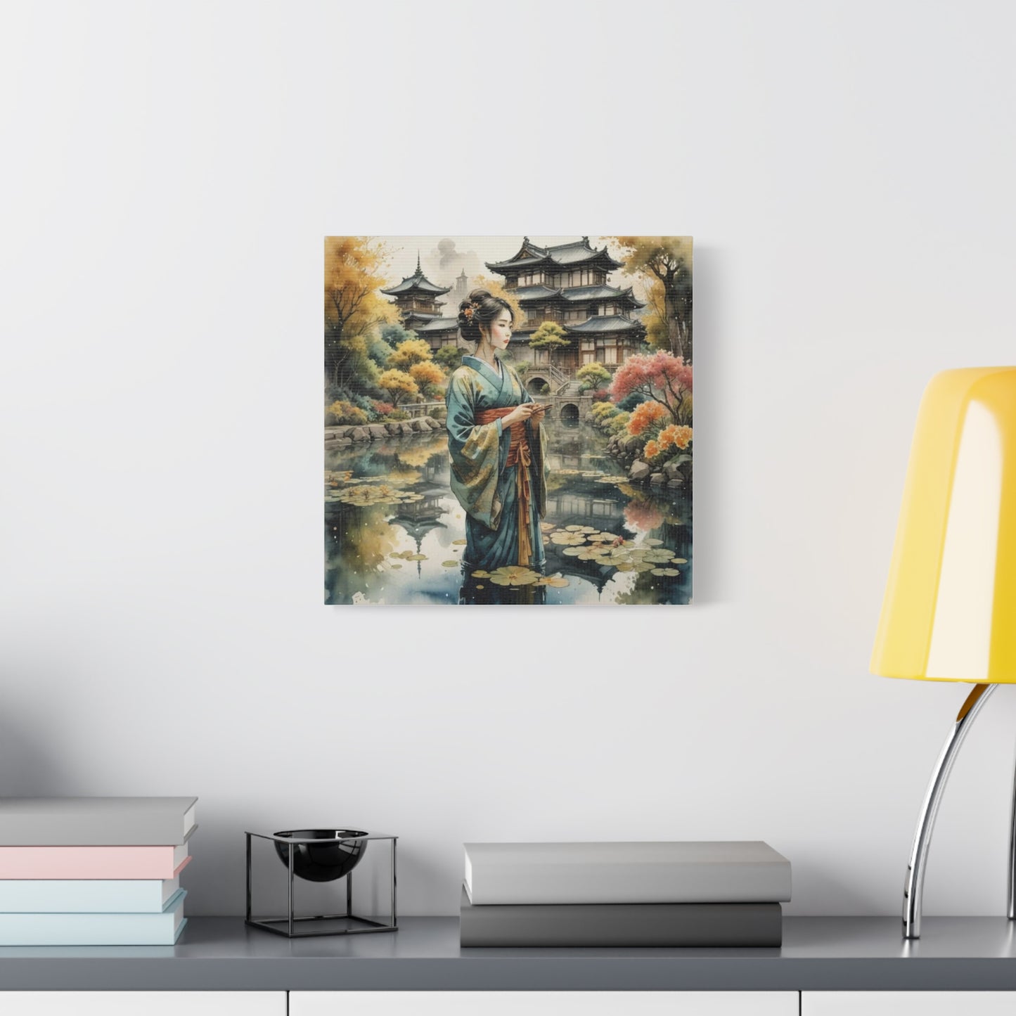Geisha in the Pond Asian Abstract Art